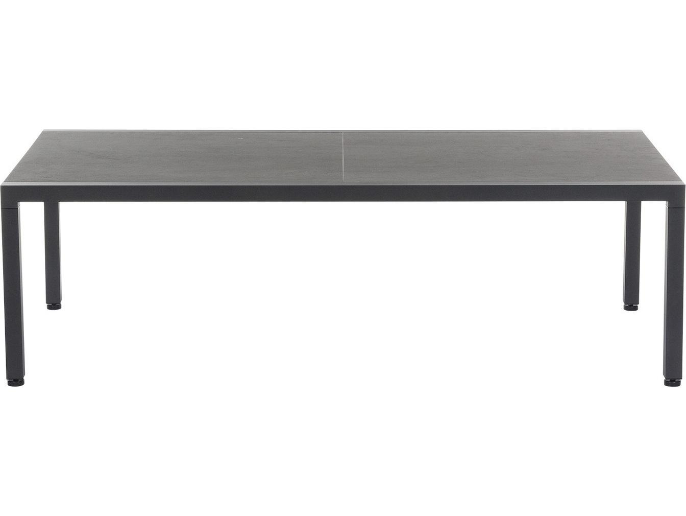 Barlow Tyrie Equinox Extending Dining Table Graphite Powder-Coated Stainless Steel Dusk Ceramic