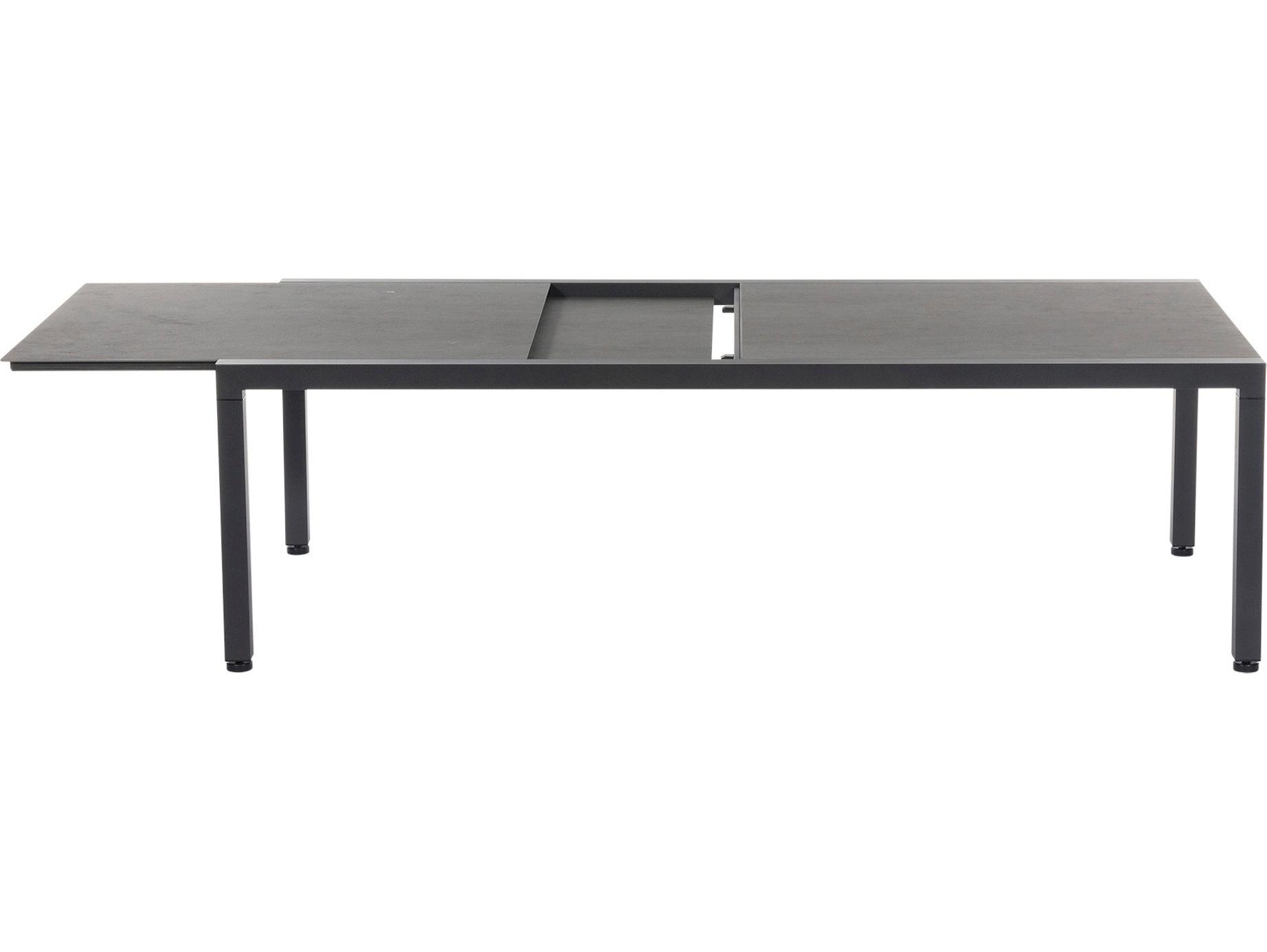 Barlow Tyrie Equinox Extending Dining Table Graphite Powder-Coated Stainless Steel Dusk Ceramic
