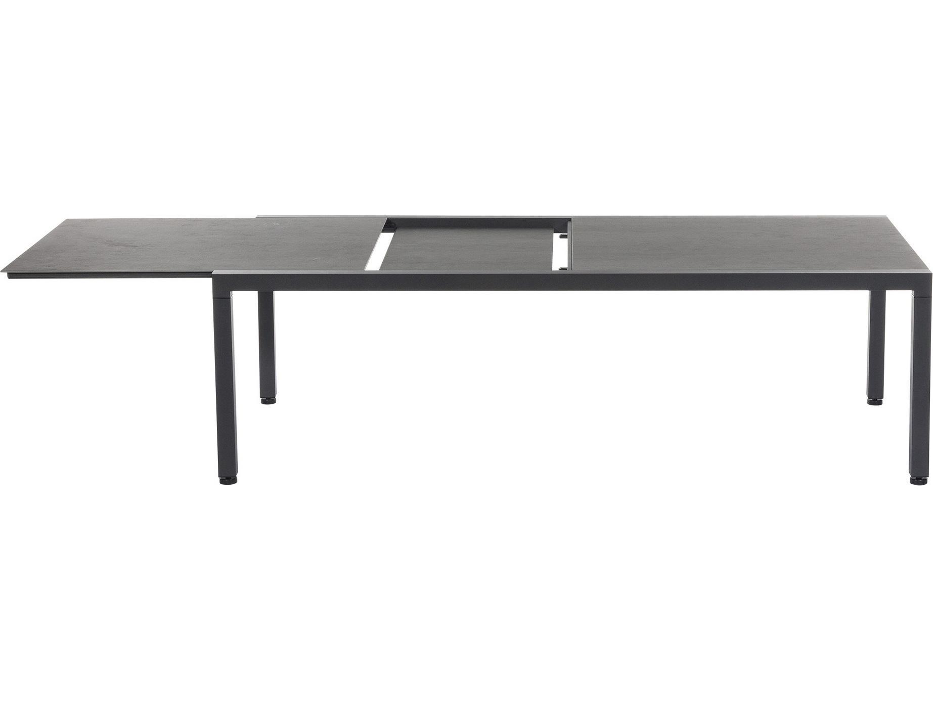 Barlow Tyrie Equinox Extending Dining Table Graphite Powder-Coated Stainless Steel Dusk Ceramic