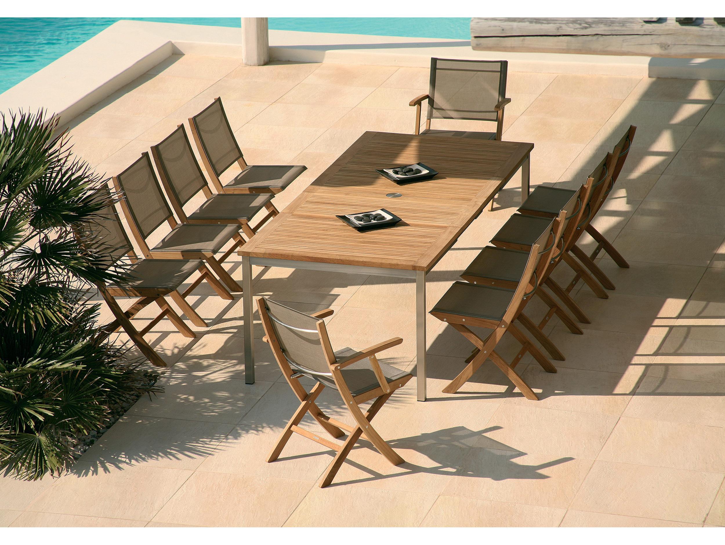 Barlow Tyrie Equinox Extending Dining Table Stainless Steel Natural Teak