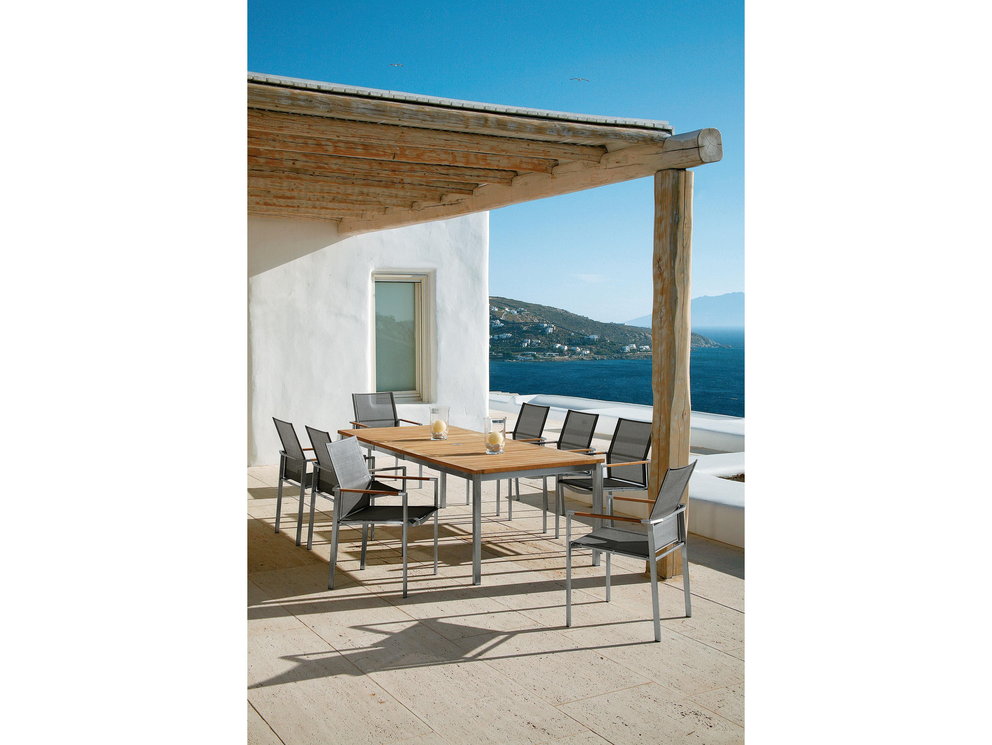 Barlow Tyrie Equinox Extending Dining Table Stainless Steel Natural Teak