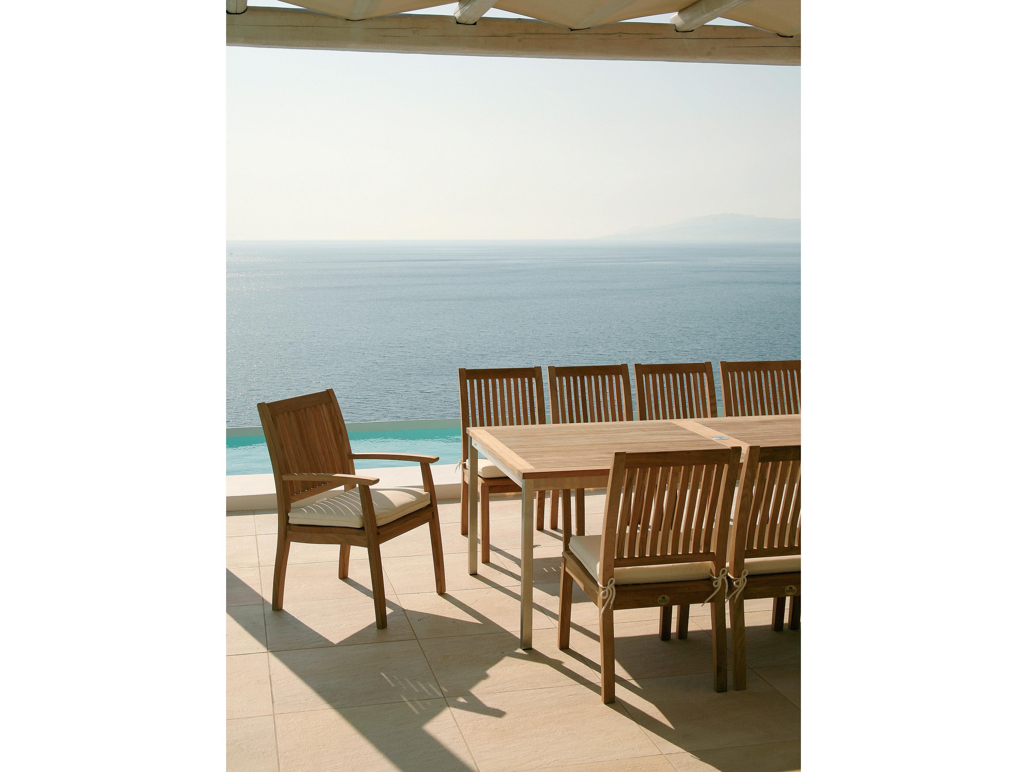 Barlow Tyrie Equinox Extending Dining Table Stainless Steel Natural Teak