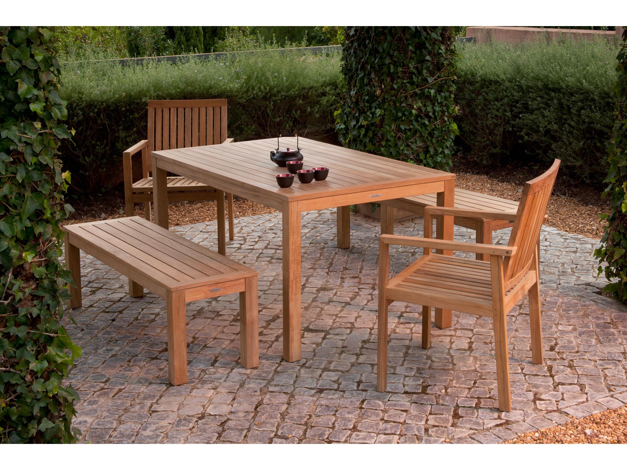 Barlow Tyrie Linear Dining Table - Natural Teak - 59"W x 35"D x 30"H