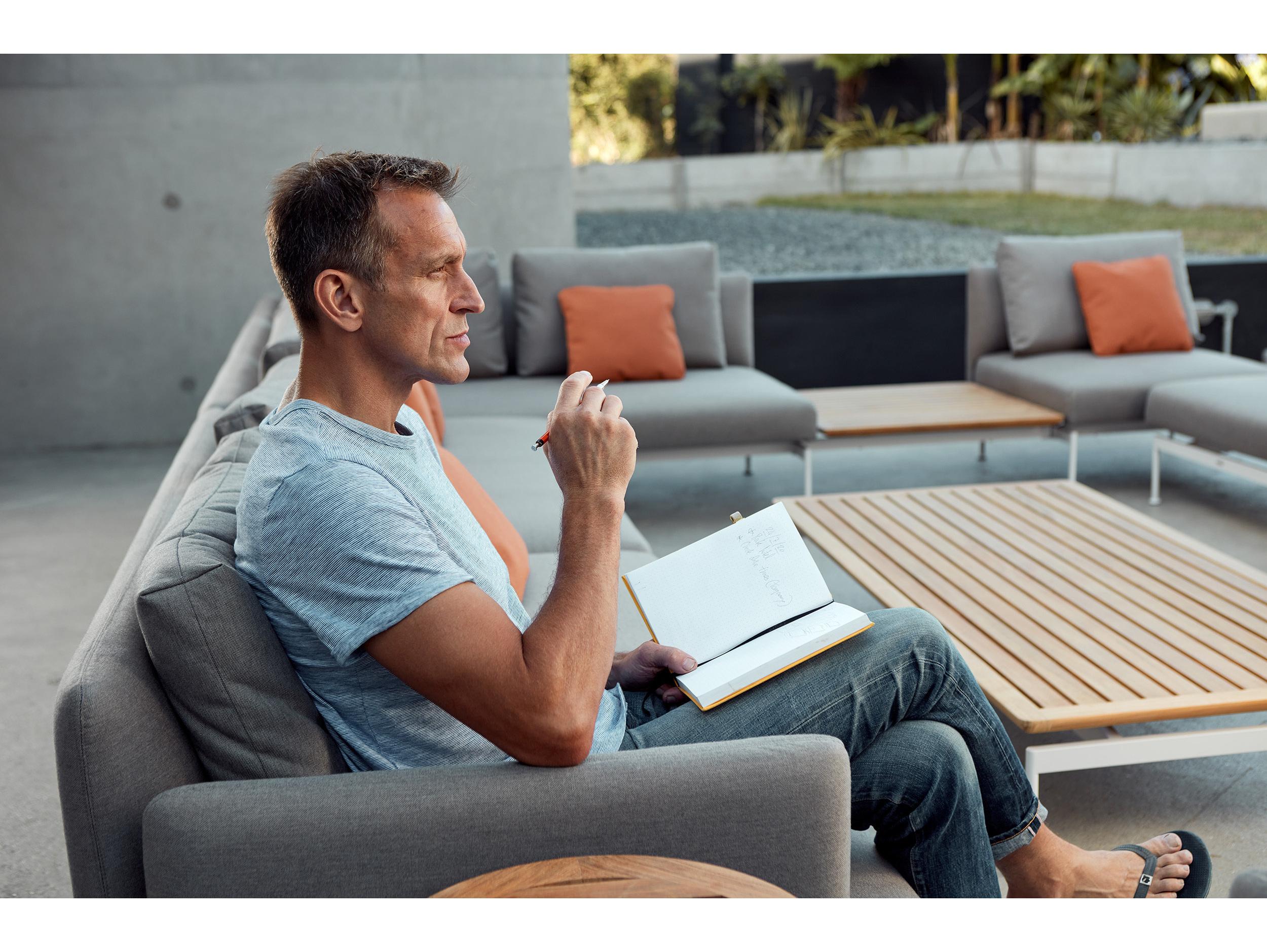 Barlow Tyrie Layout Bridging Table Arctic White Powder-Coated Stainless Steel Natural Teak