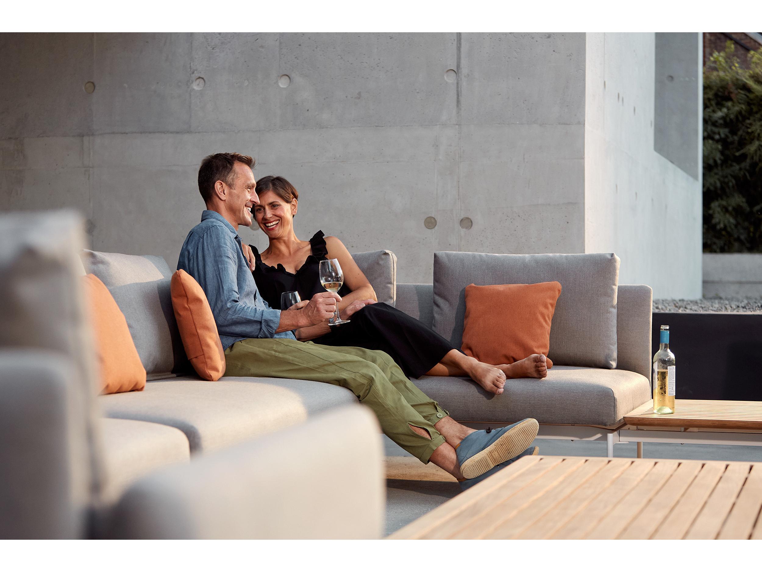 Barlow Tyrie Layout Bridging Table Arctic White Powder-Coated Stainless Steel Natural Teak