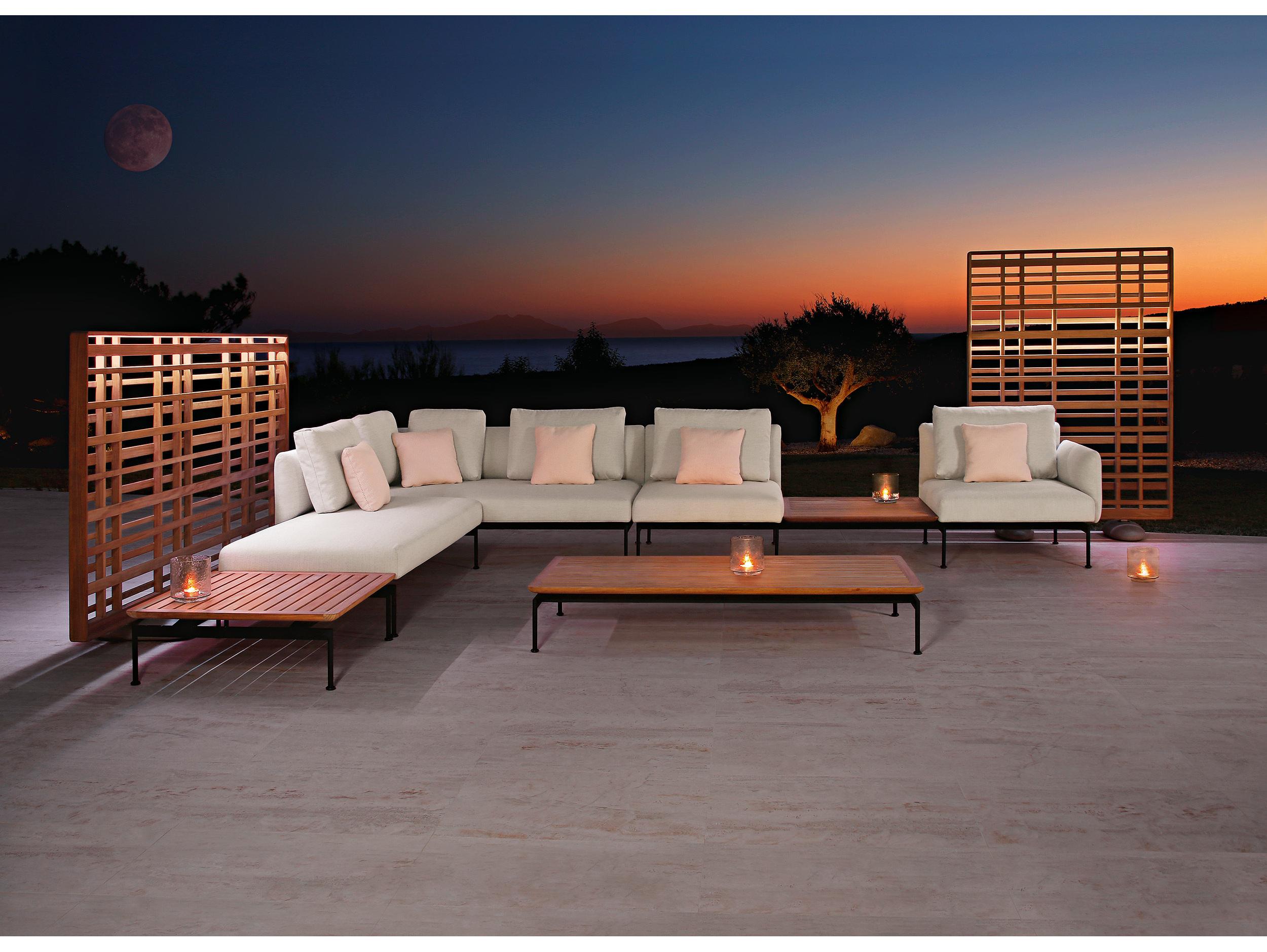 Barlow Tyrie Layout Bridging Table Forge Grey Powder-Coated Stainless Steel Natural Teak