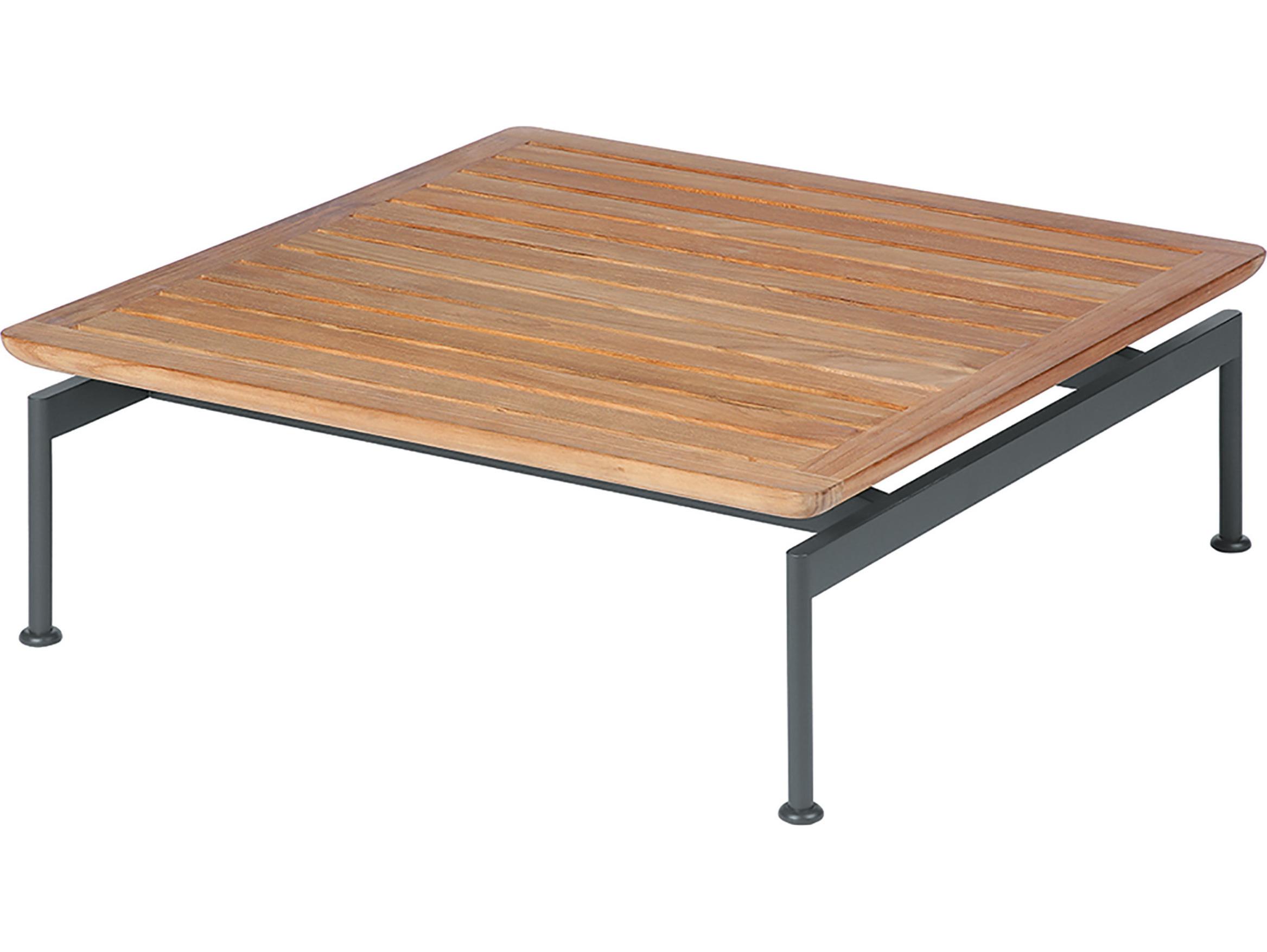 Barlow Tyrie Layout Low Square Table Forge Grey Powder-Coated Stainless Steel Natural Teak