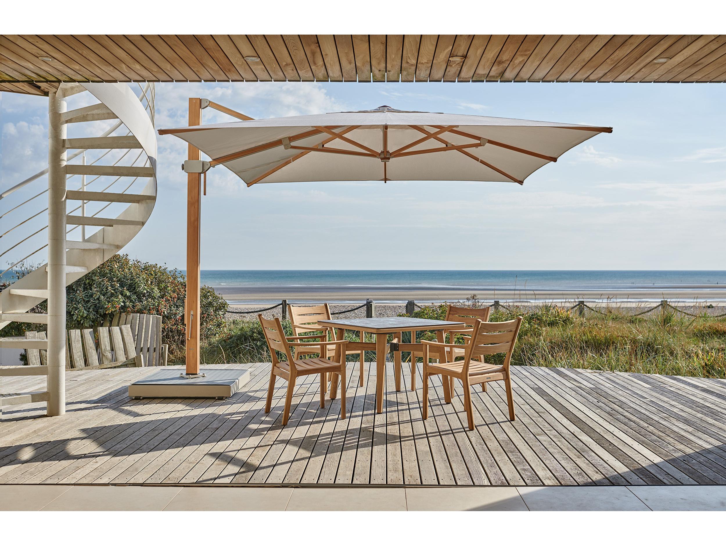 Barlow Tyrie Monterey Square Dining Table Natural Teak Oxide Ceramic No Umbrella Hole