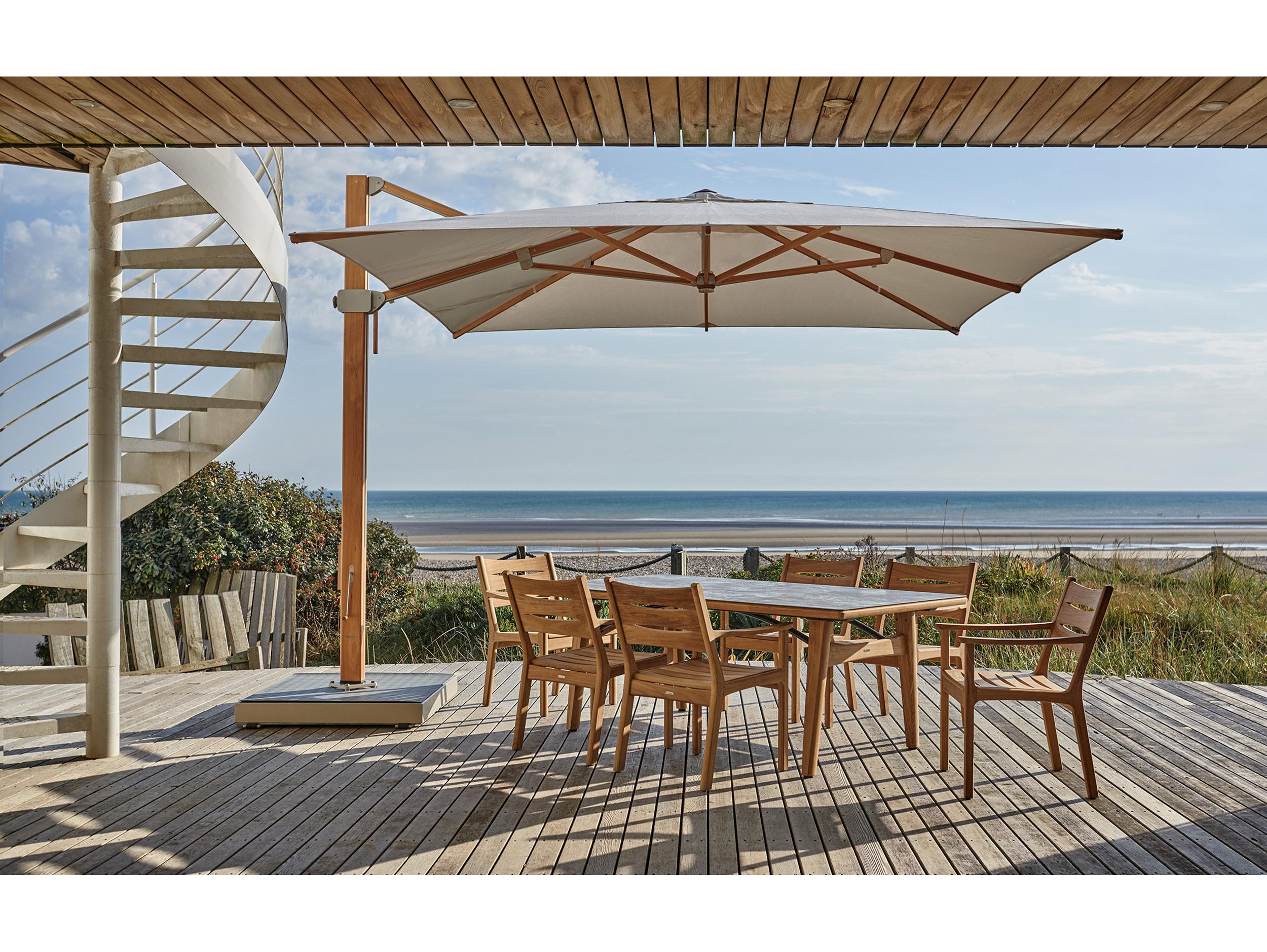 Barlow Tyrie Monterey Dining Table Natural Teak Oxide Ceramic No Umbrella Hole 79"W x 39"D x 29"H