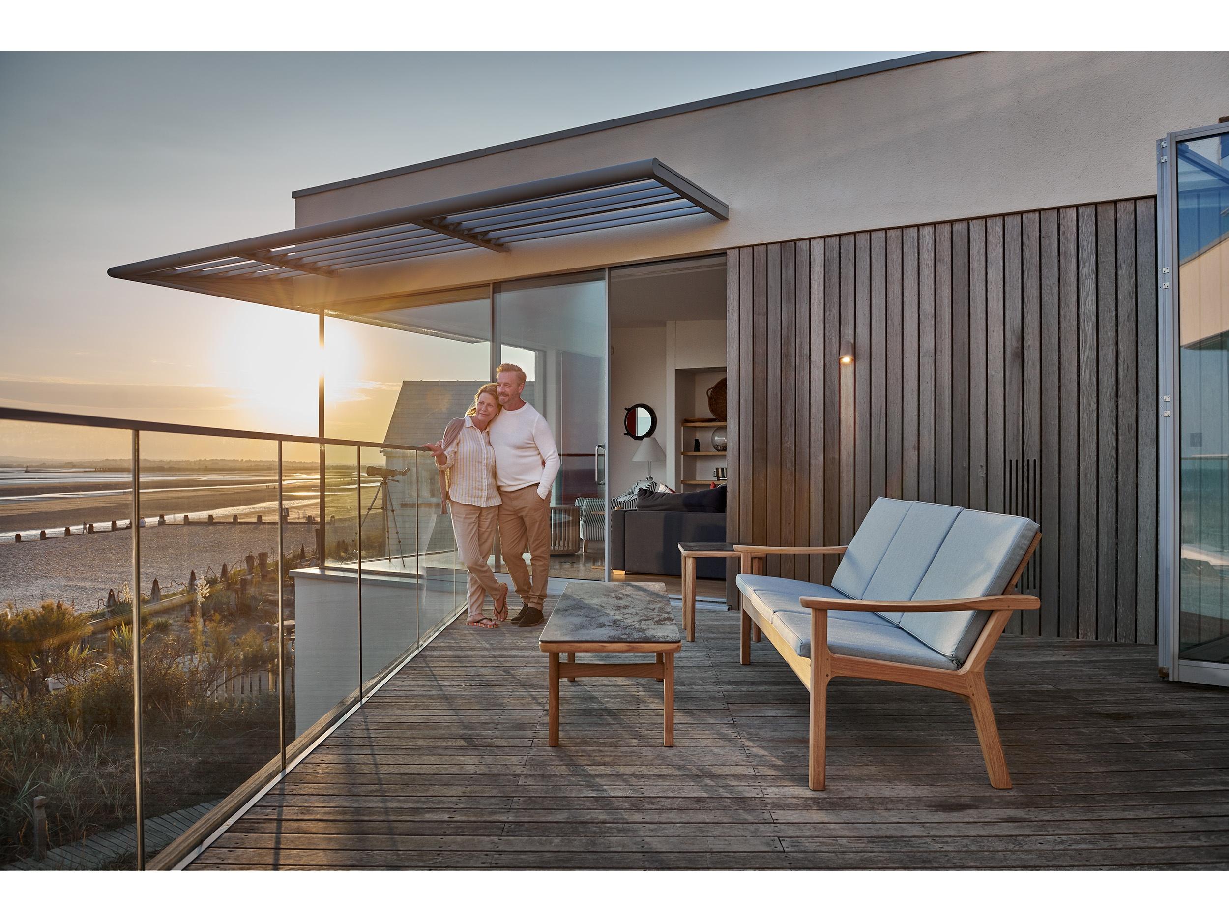 Barlow Tyrie Monterey Coffee Table -Natural Teak Frame - Oxide Ceramic Top