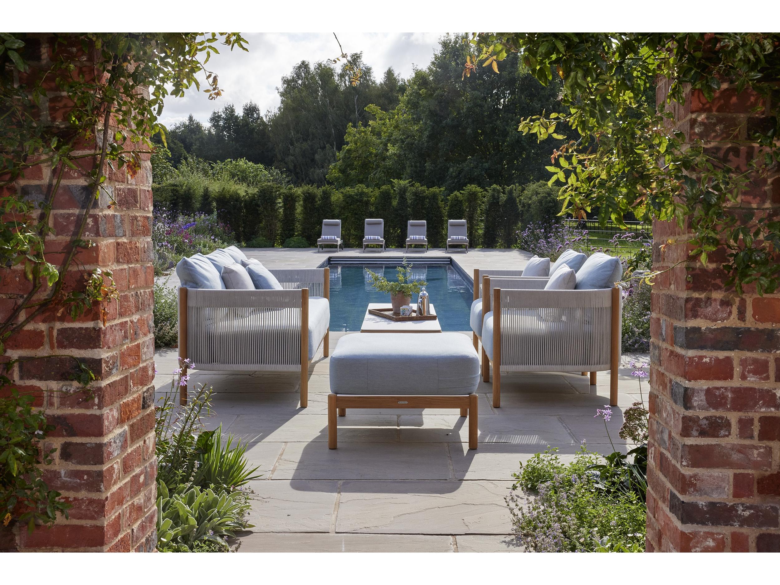 Barlow Tyrie Monterey Coffee Table - Natural Teak Frame - Frost Ceramic Top