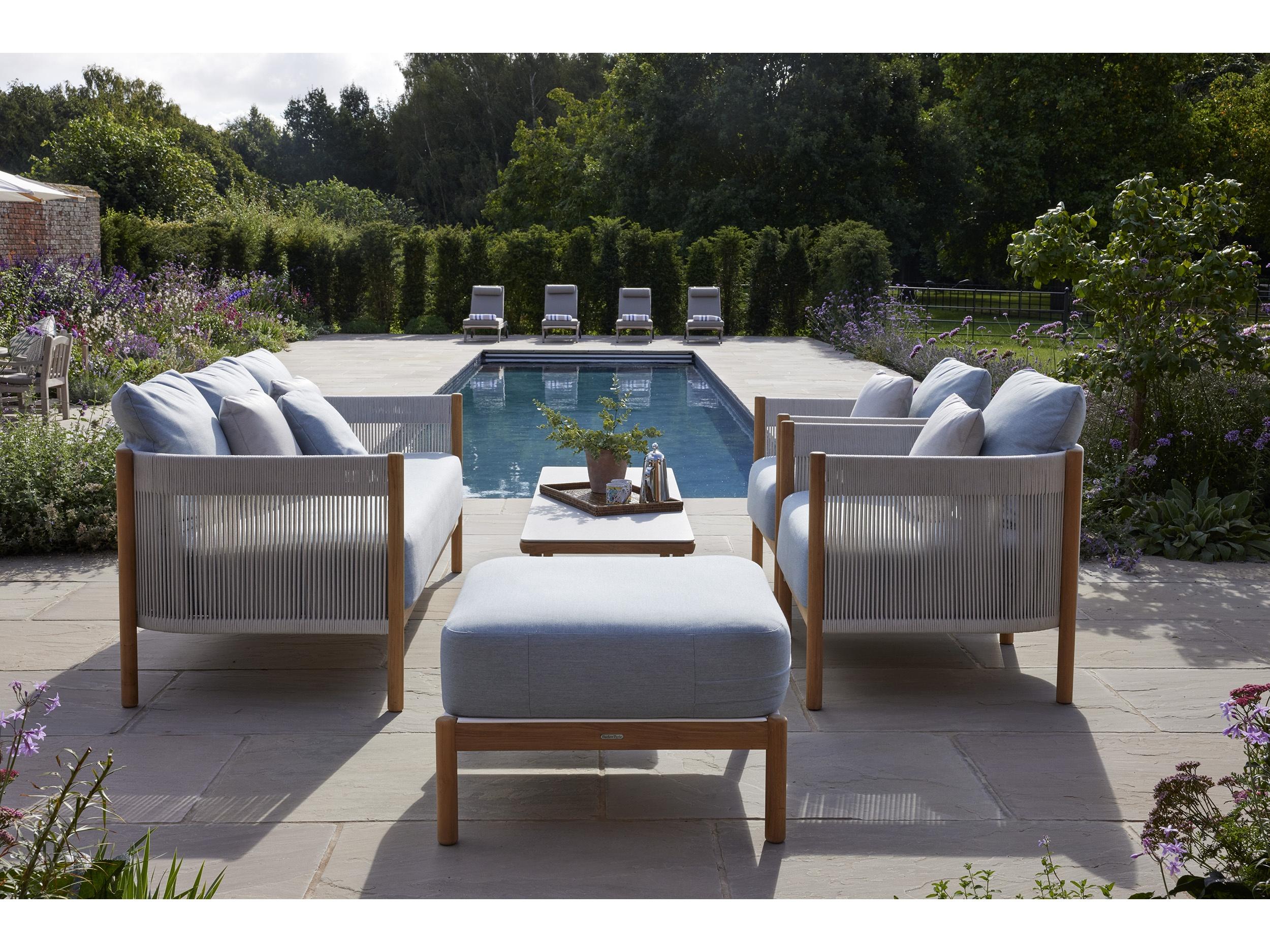 Barlow Tyrie Monterey Coffee Table - Natural Teak Frame - Frost Ceramic Top