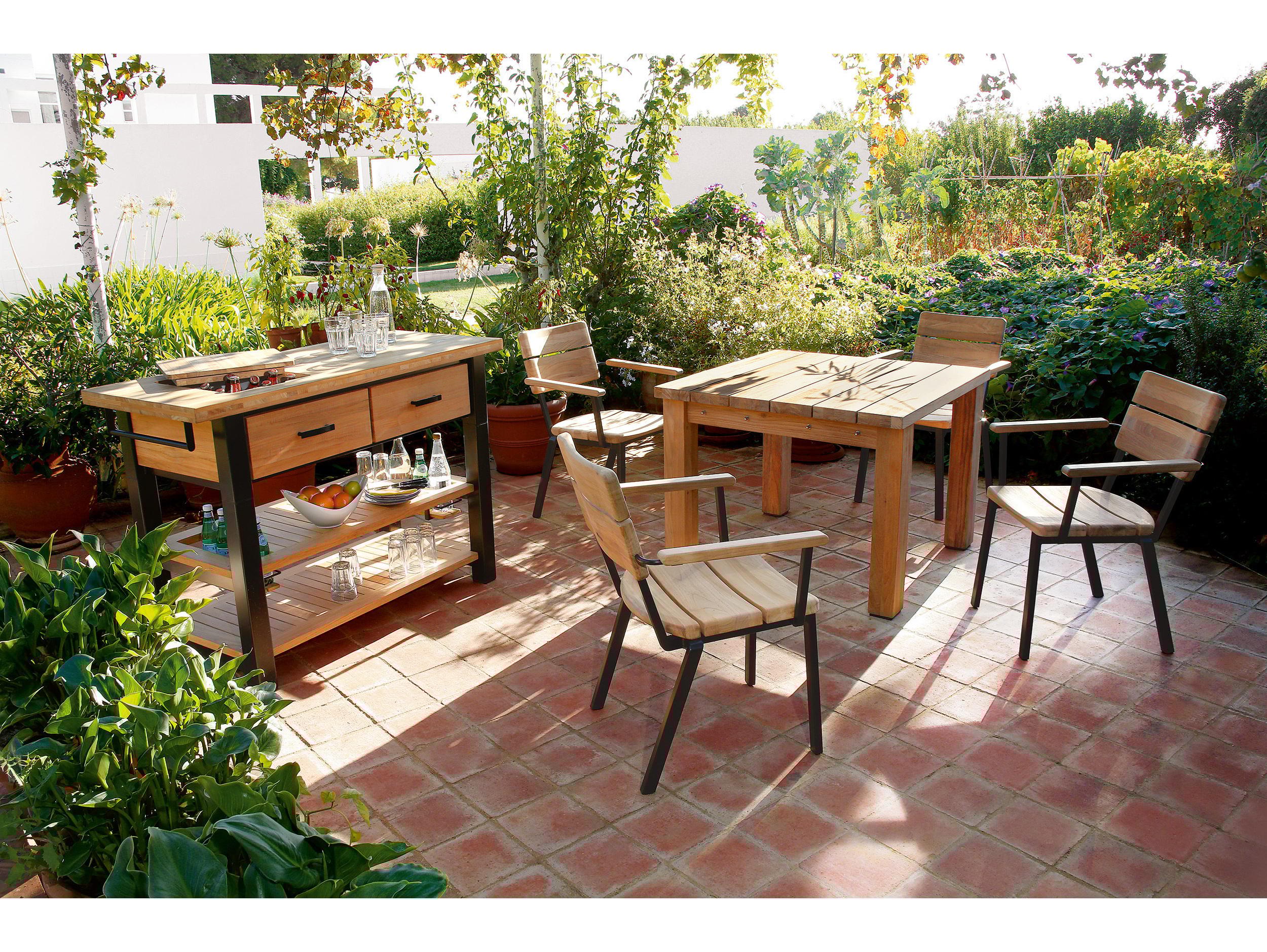 Barlow Tyrie Titan Square Dining Table Rustic Teak