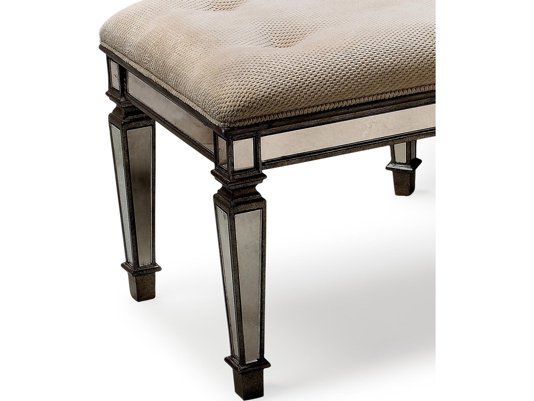 Butler Celeste Mirror Beige Upholstered Accent Stool