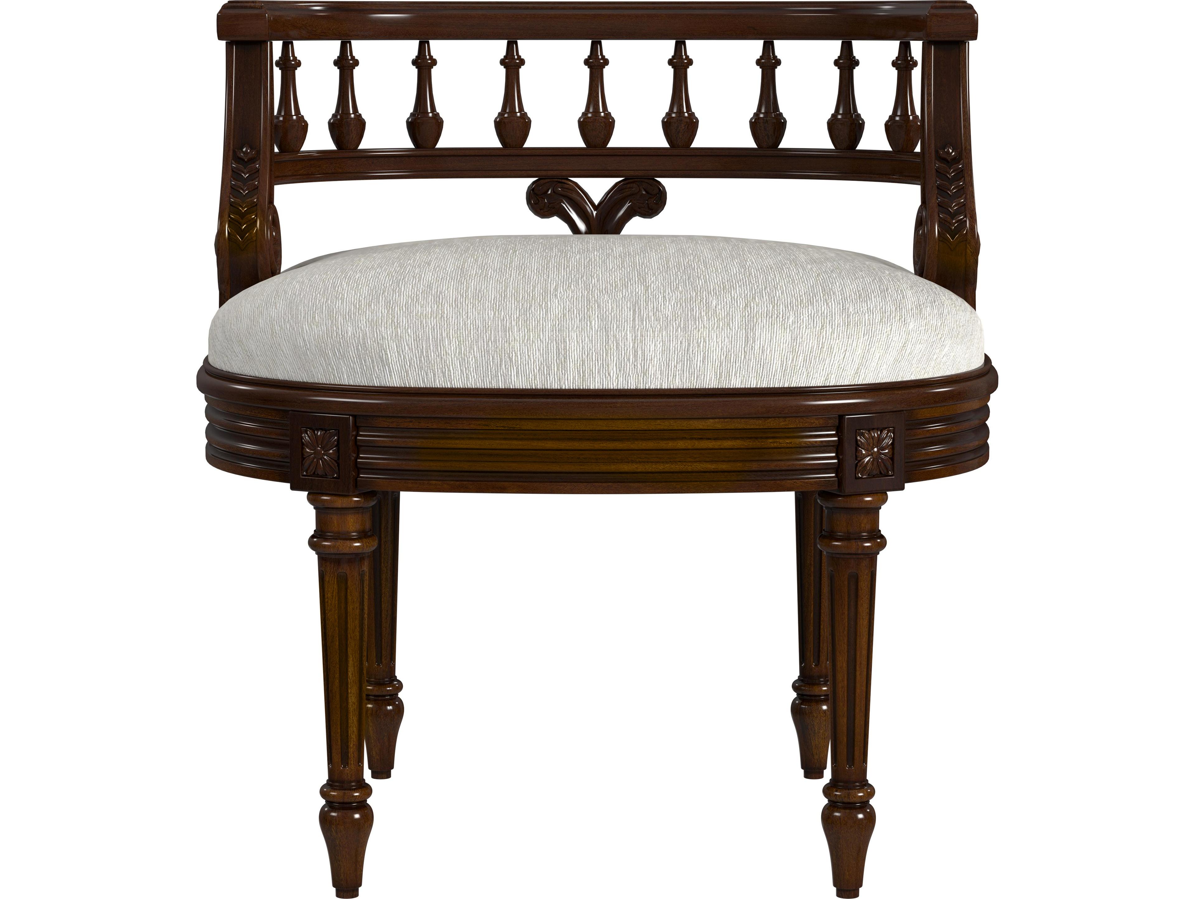 Butler Hathaway Antique Cherry Brown Upholstered Vanity Seat