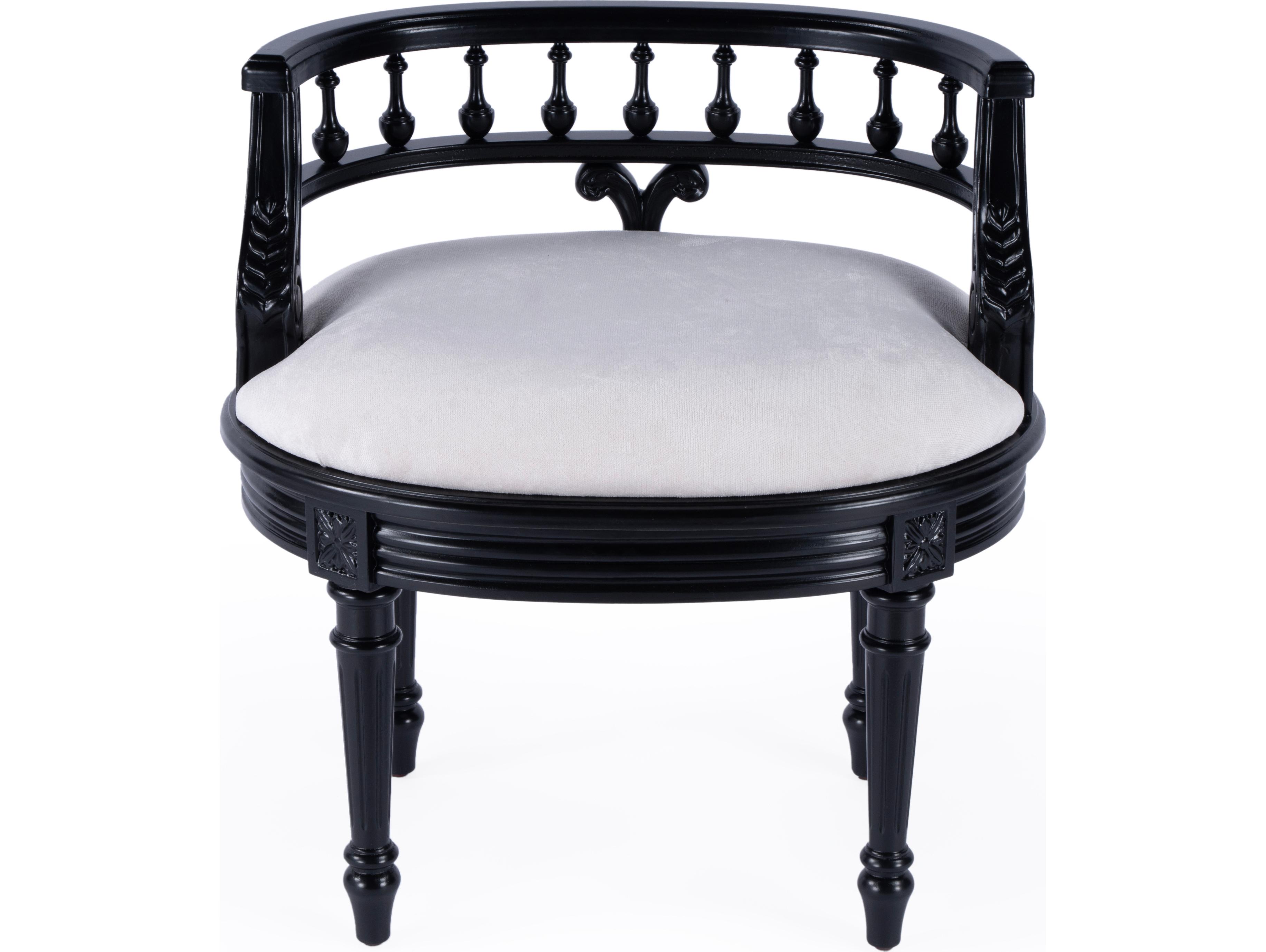 Butler Hathaway Black Licorice Upholstered Vanity Seat