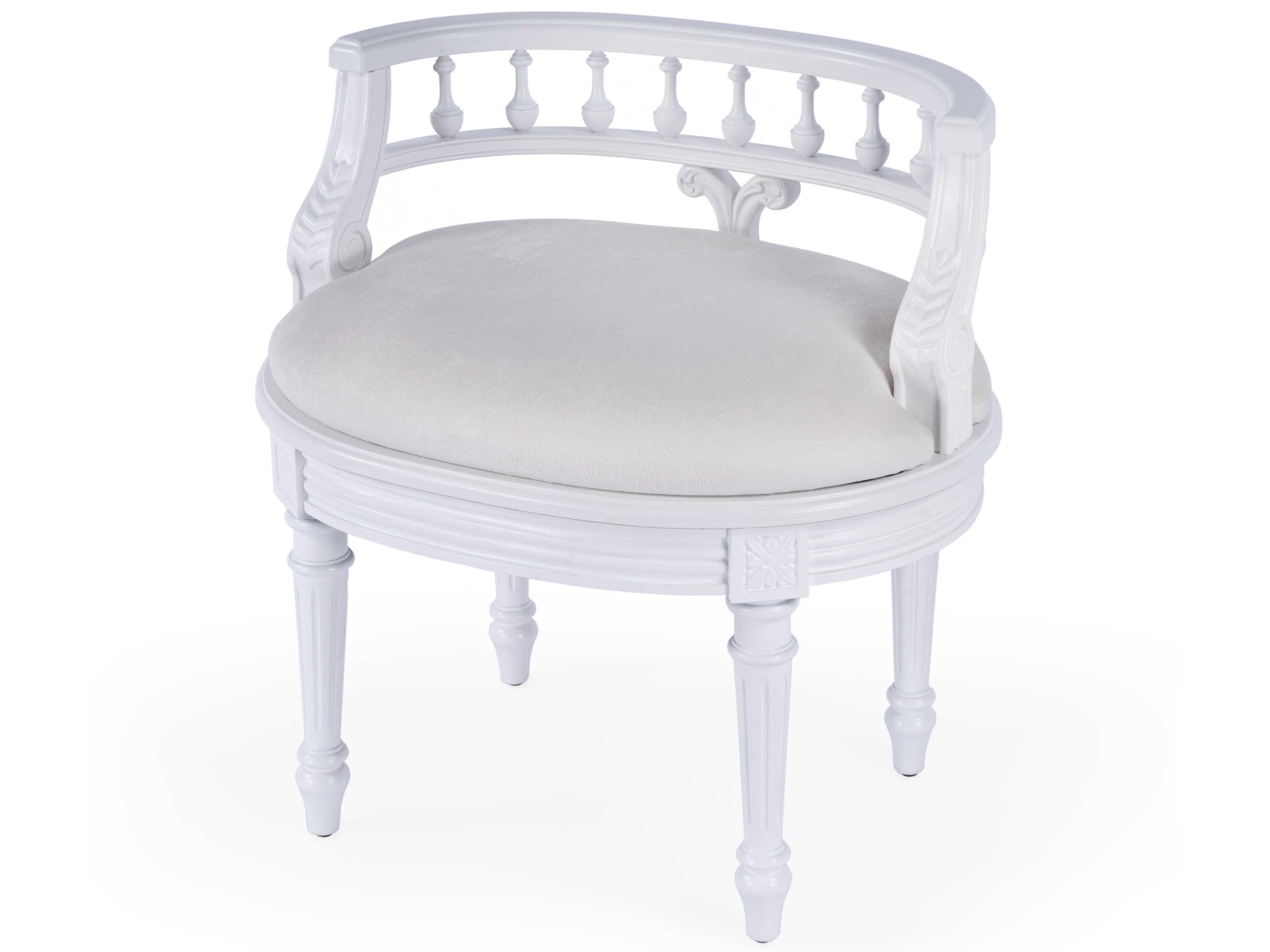 Butler Hathaway Cottage White Upholstered Vanity Seat