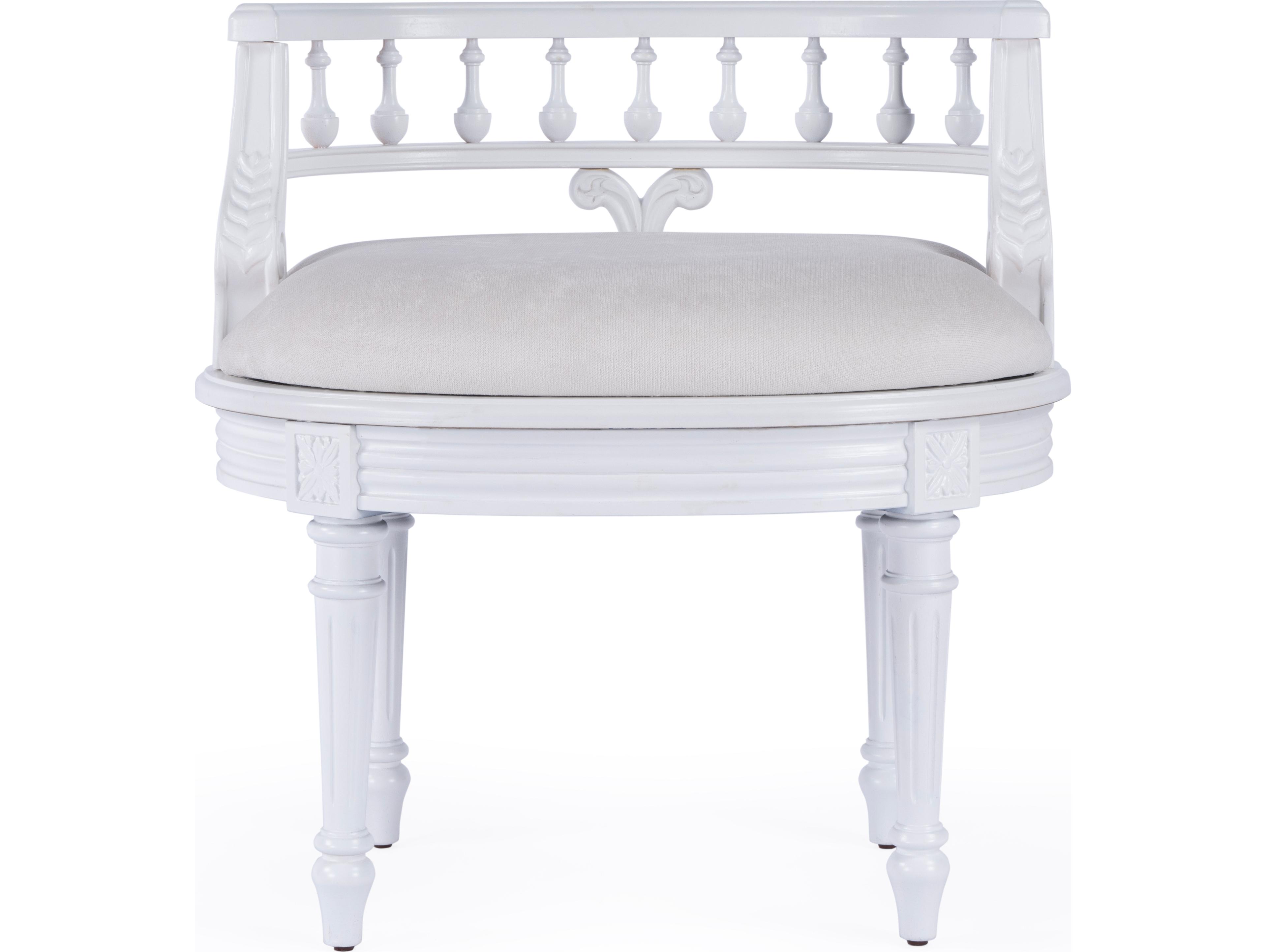 Butler Hathaway Cottage White Upholstered Vanity Seat