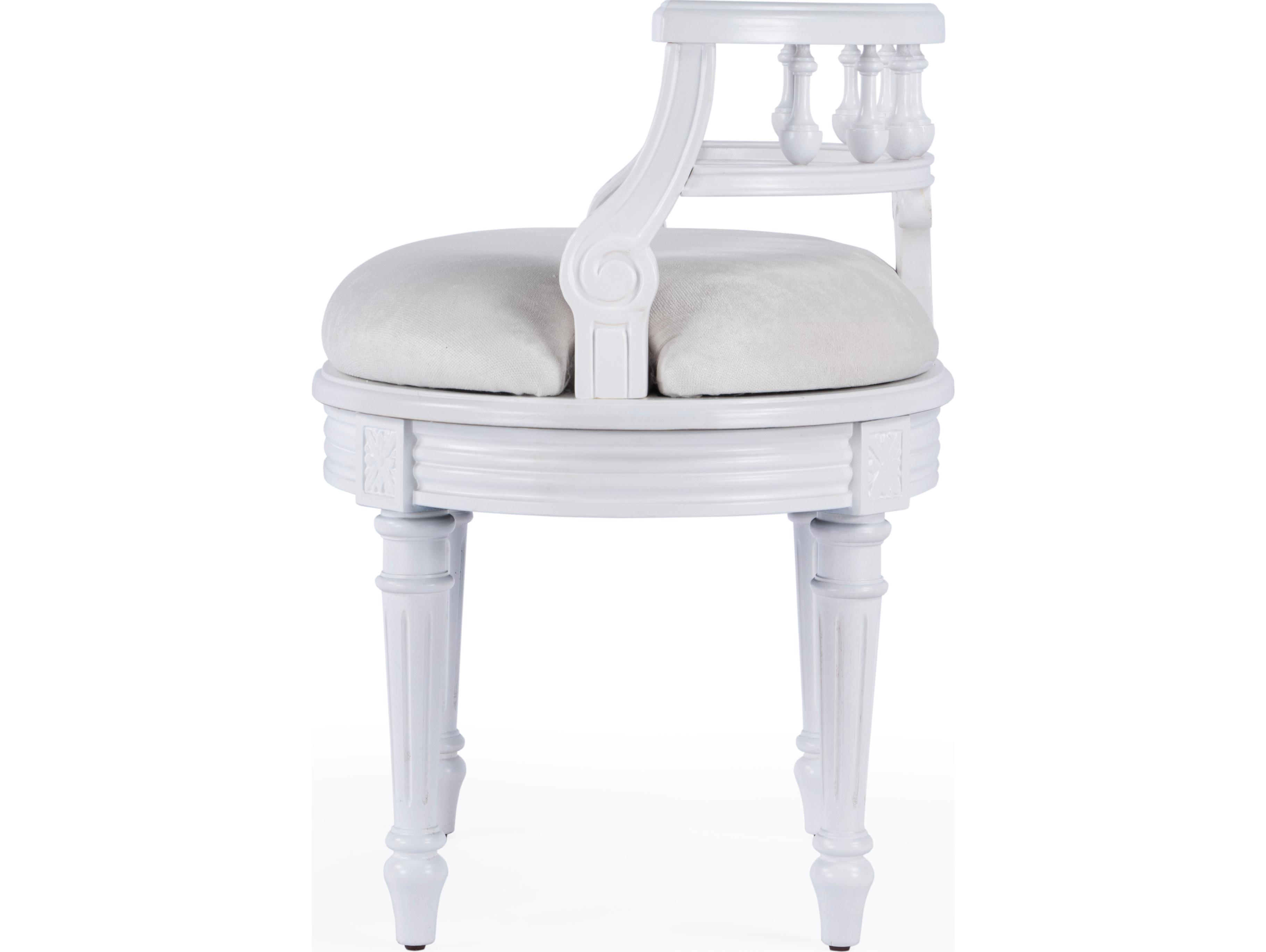 Butler Hathaway Cottage White Upholstered Vanity Seat