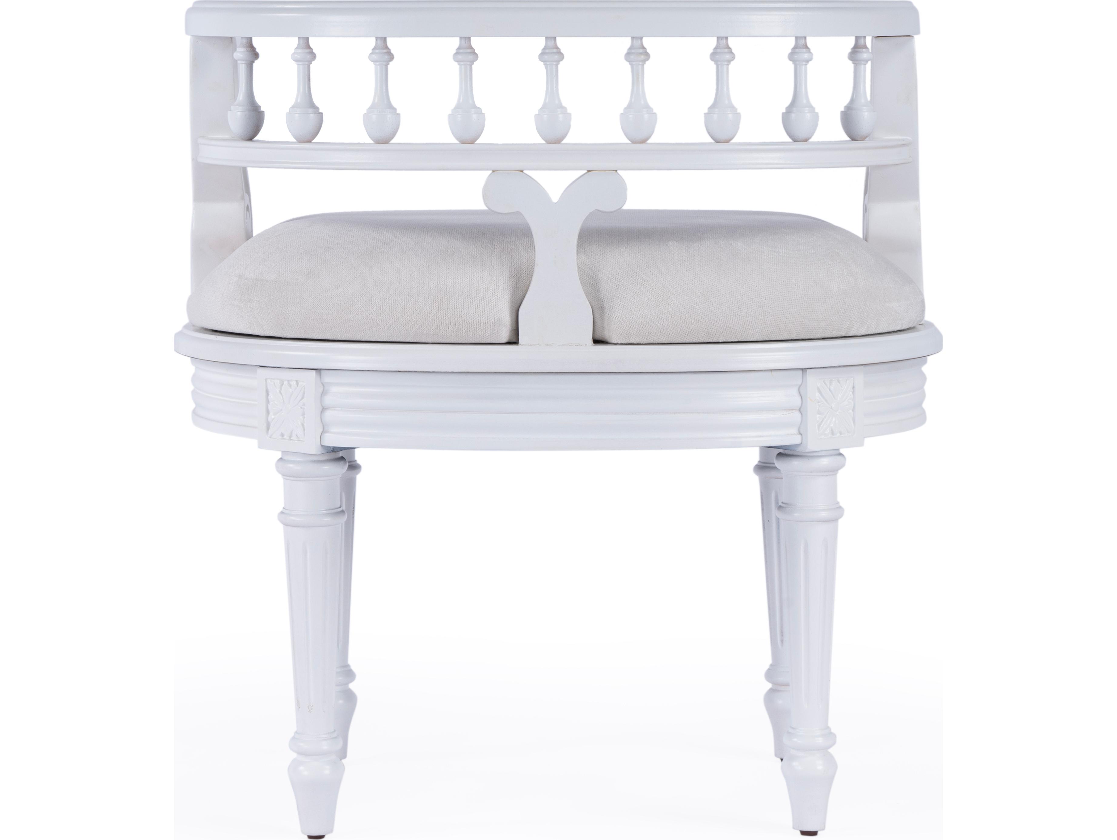 Butler Hathaway Cottage White Upholstered Vanity Seat