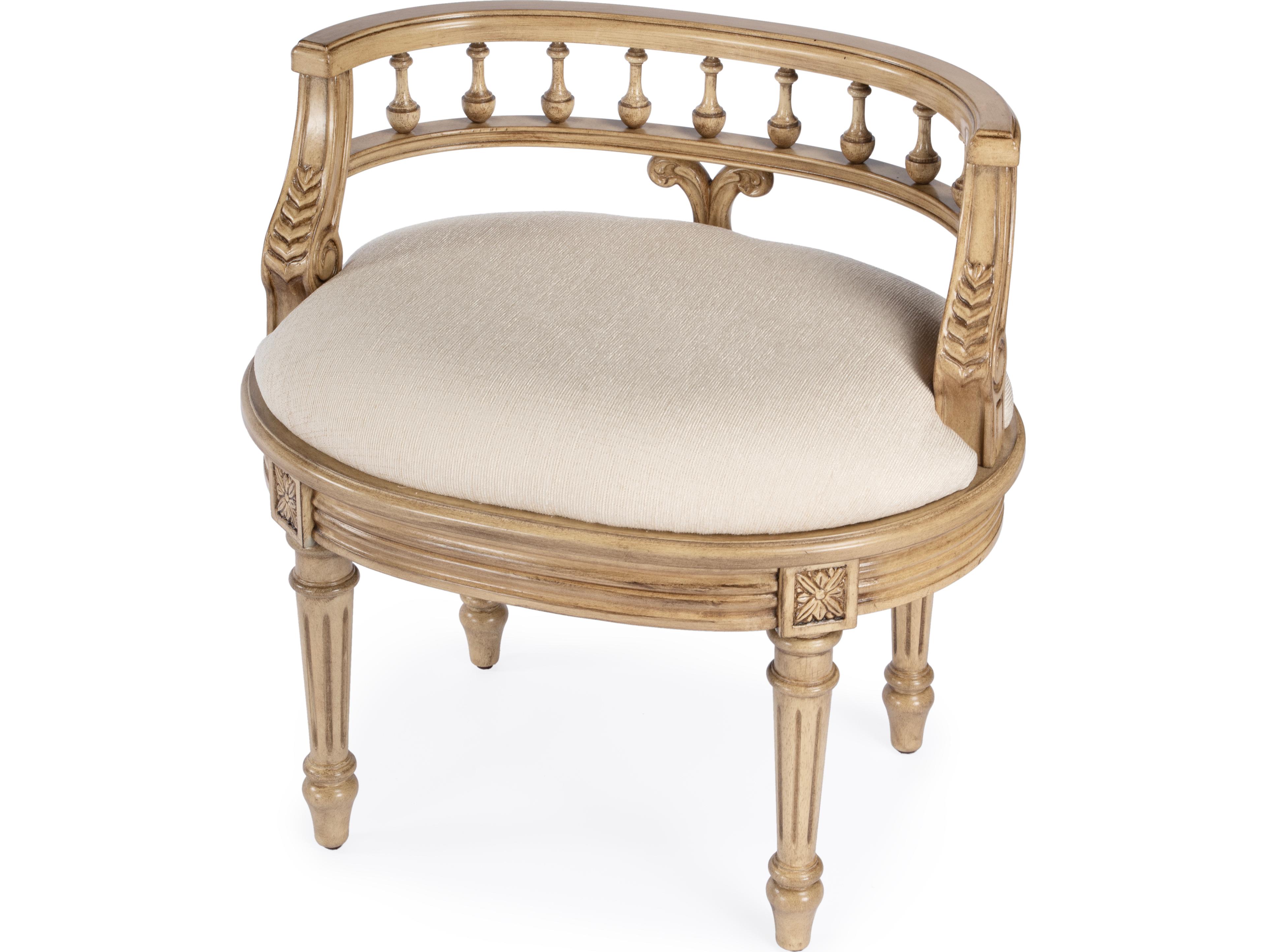 Butler Hathaway Antique Beige Upholstered Vanity Seat