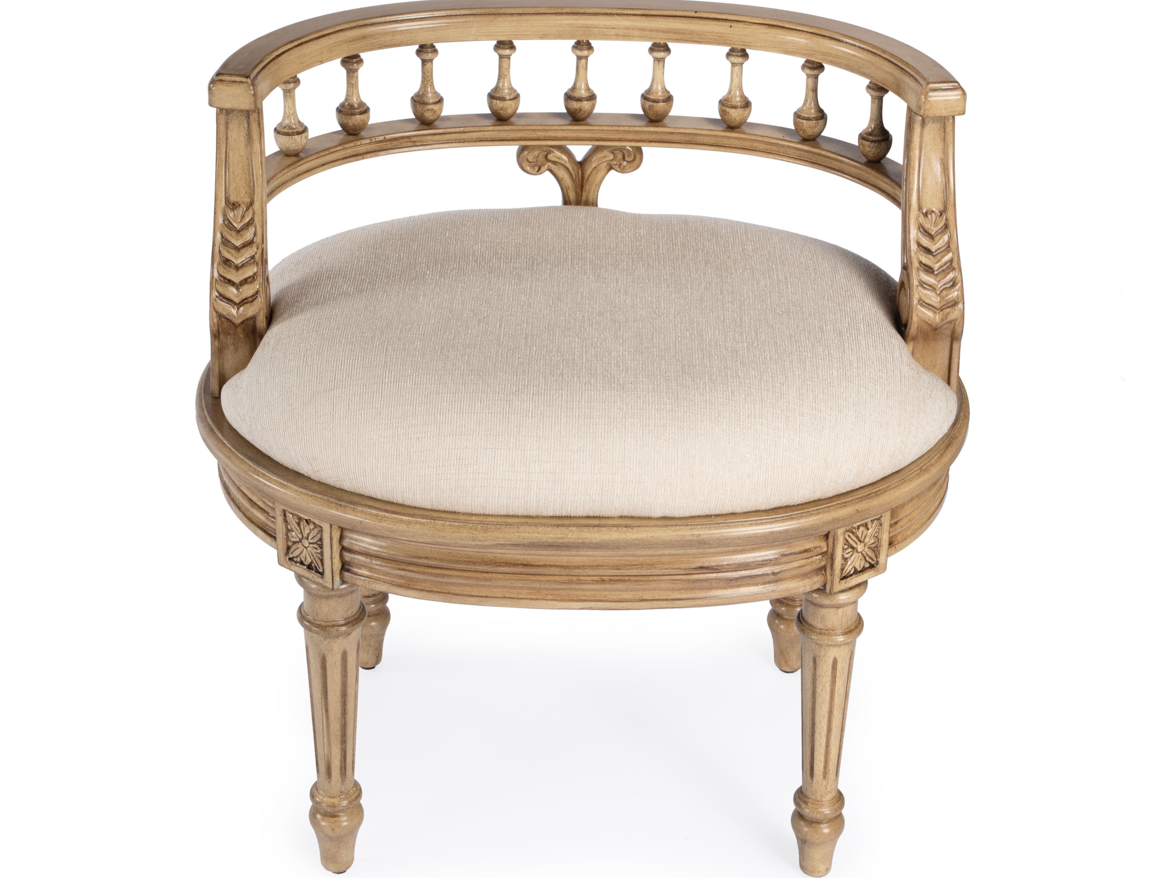 Butler Hathaway Antique Beige Upholstered Vanity Seat