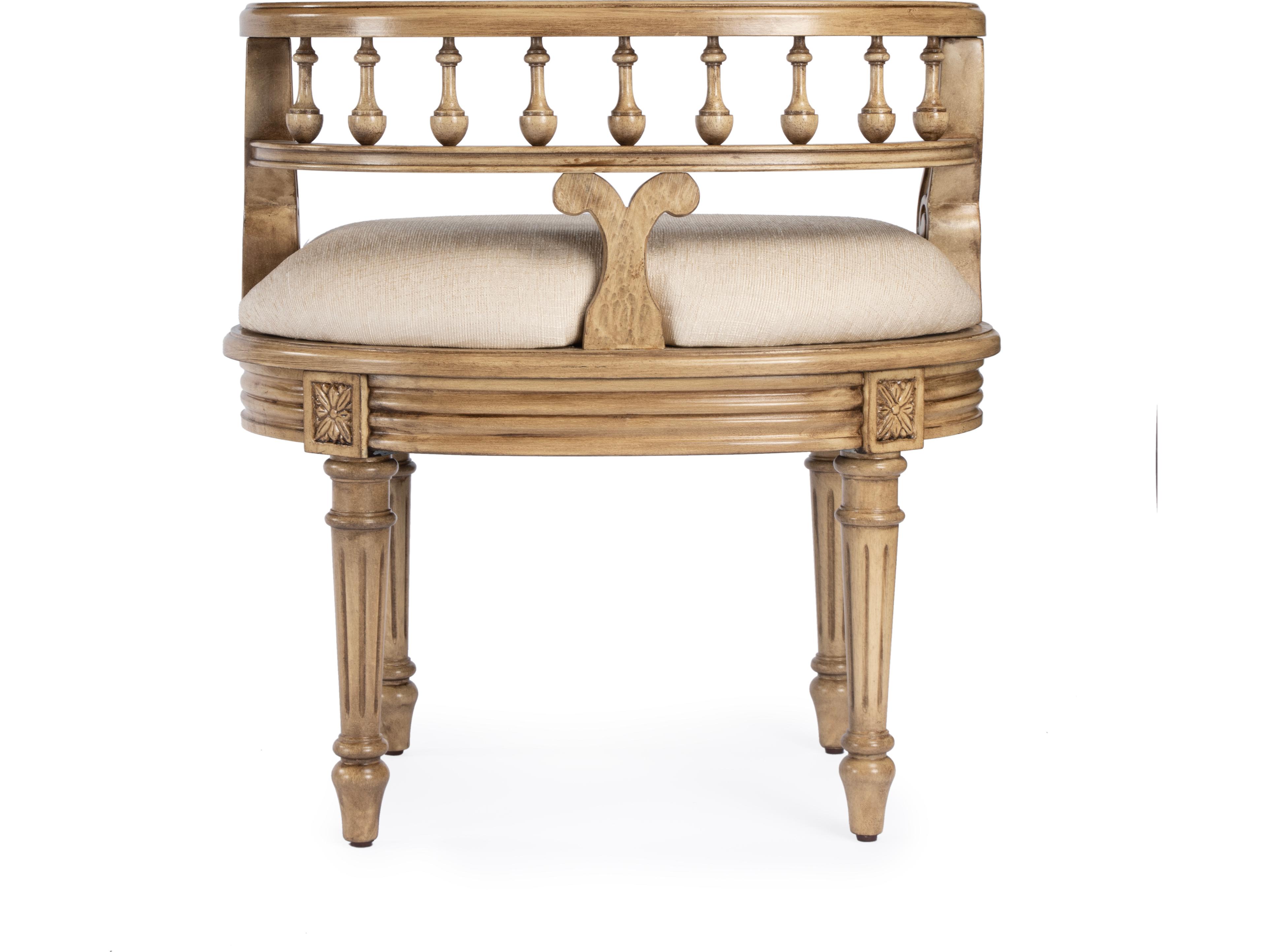 Butler Hathaway Antique Beige Upholstered Vanity Seat