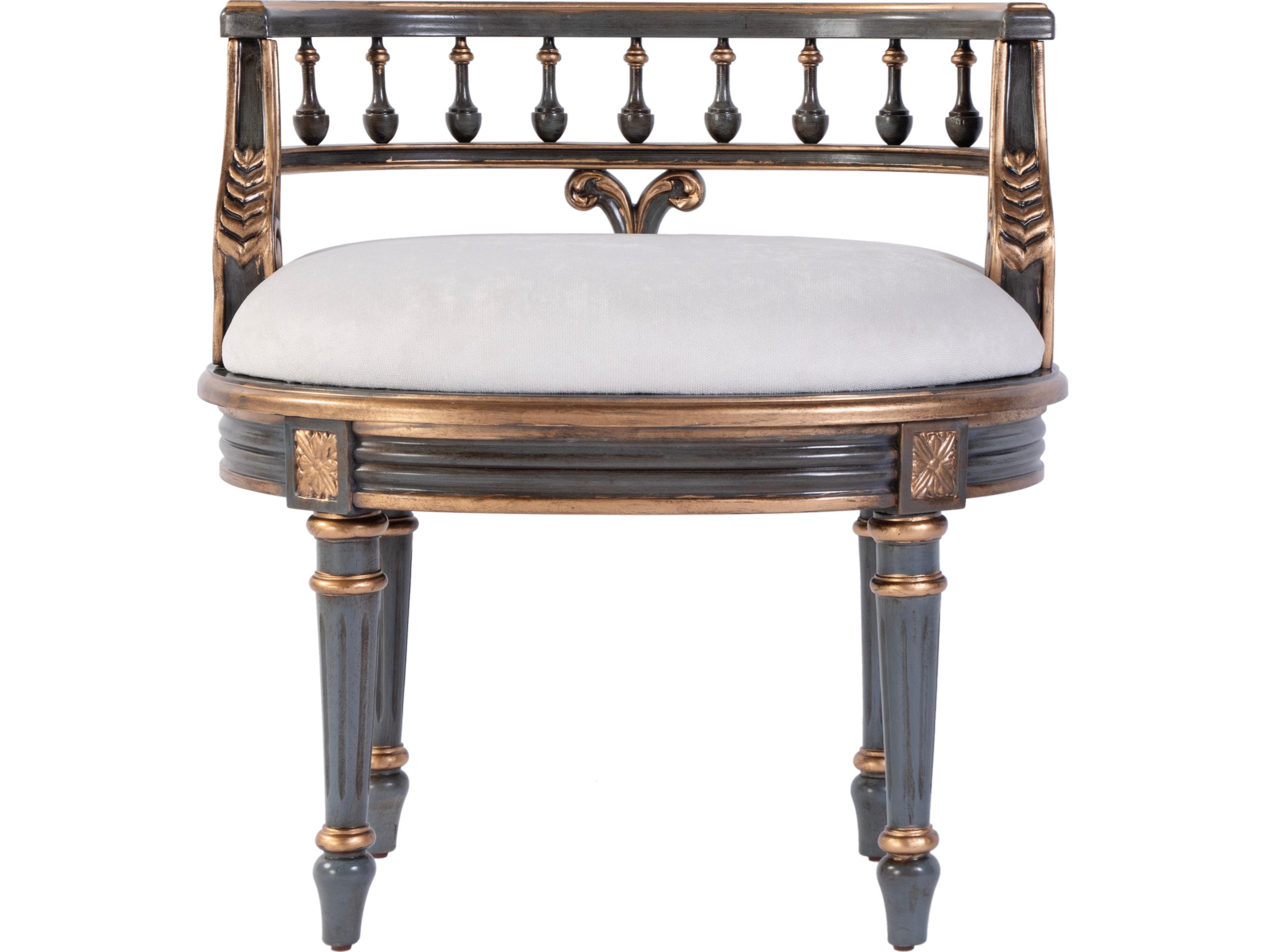 Butler Hathaway Royal Pastel Blue Upholstered Vanity Seat