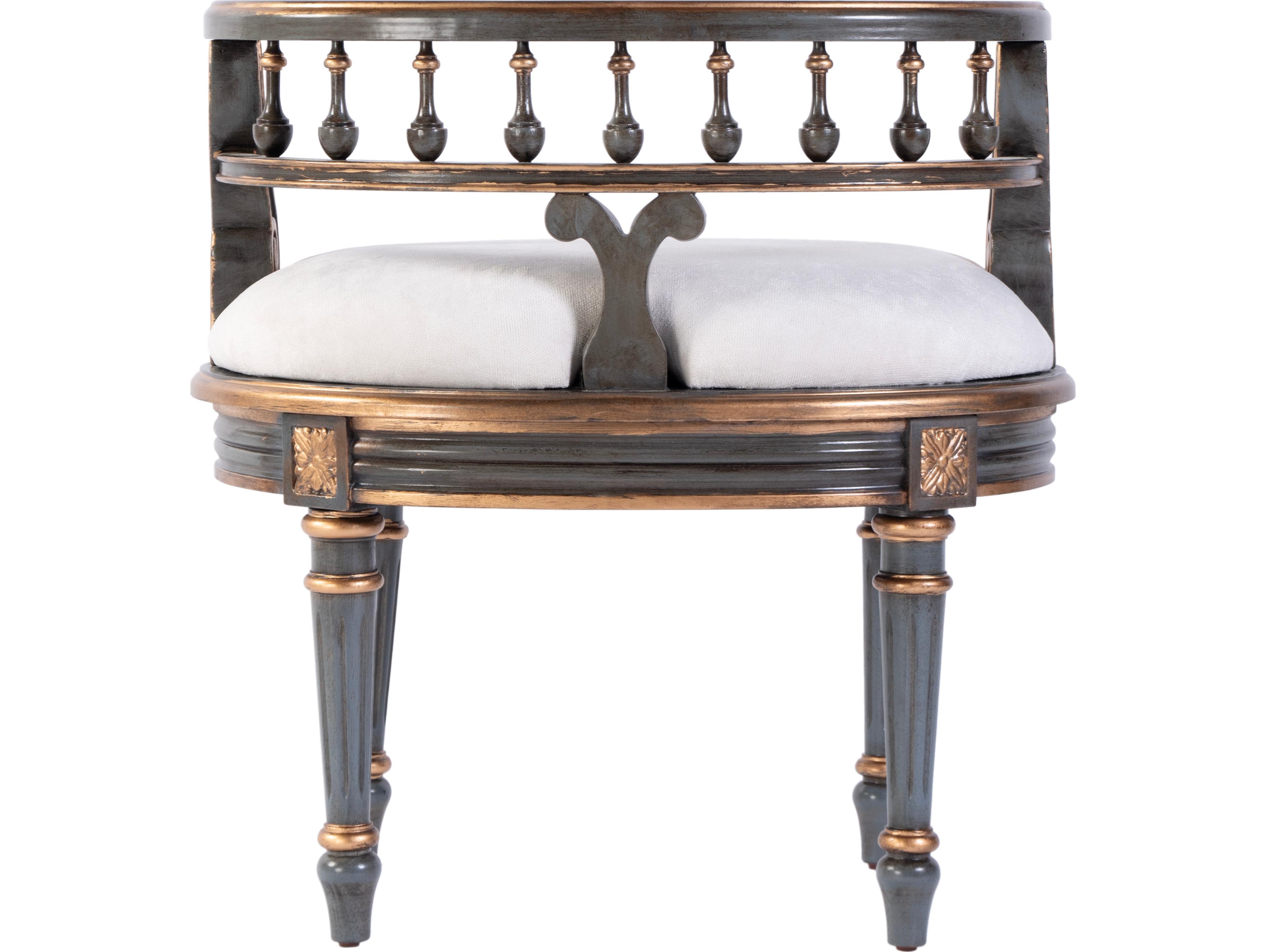 Butler Hathaway Royal Pastel Blue Upholstered Vanity Seat