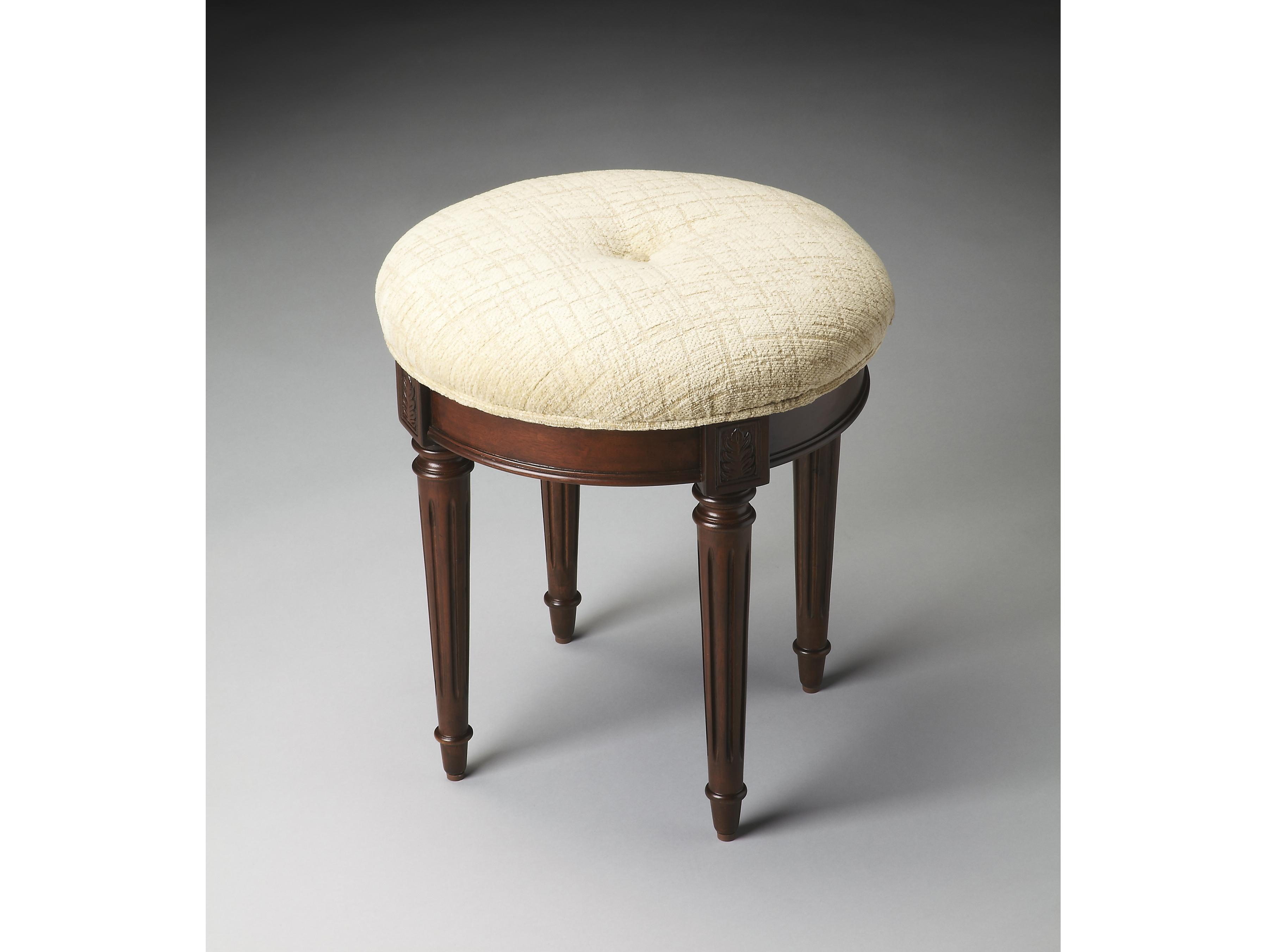 Butler Bernadette Cherry Brown Upholstered Vanity Stool