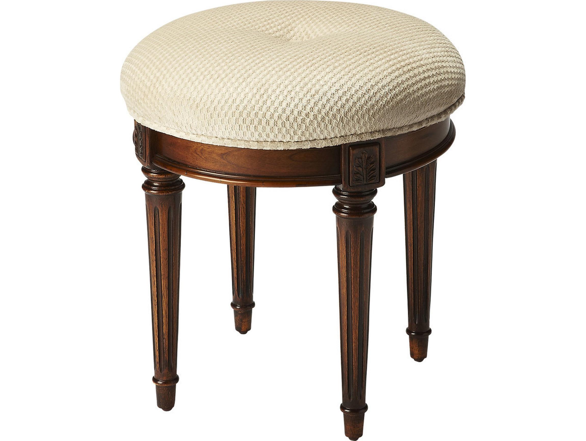 Butler Bernadette Olive Ash Brown Upholstered Vanity Stool
