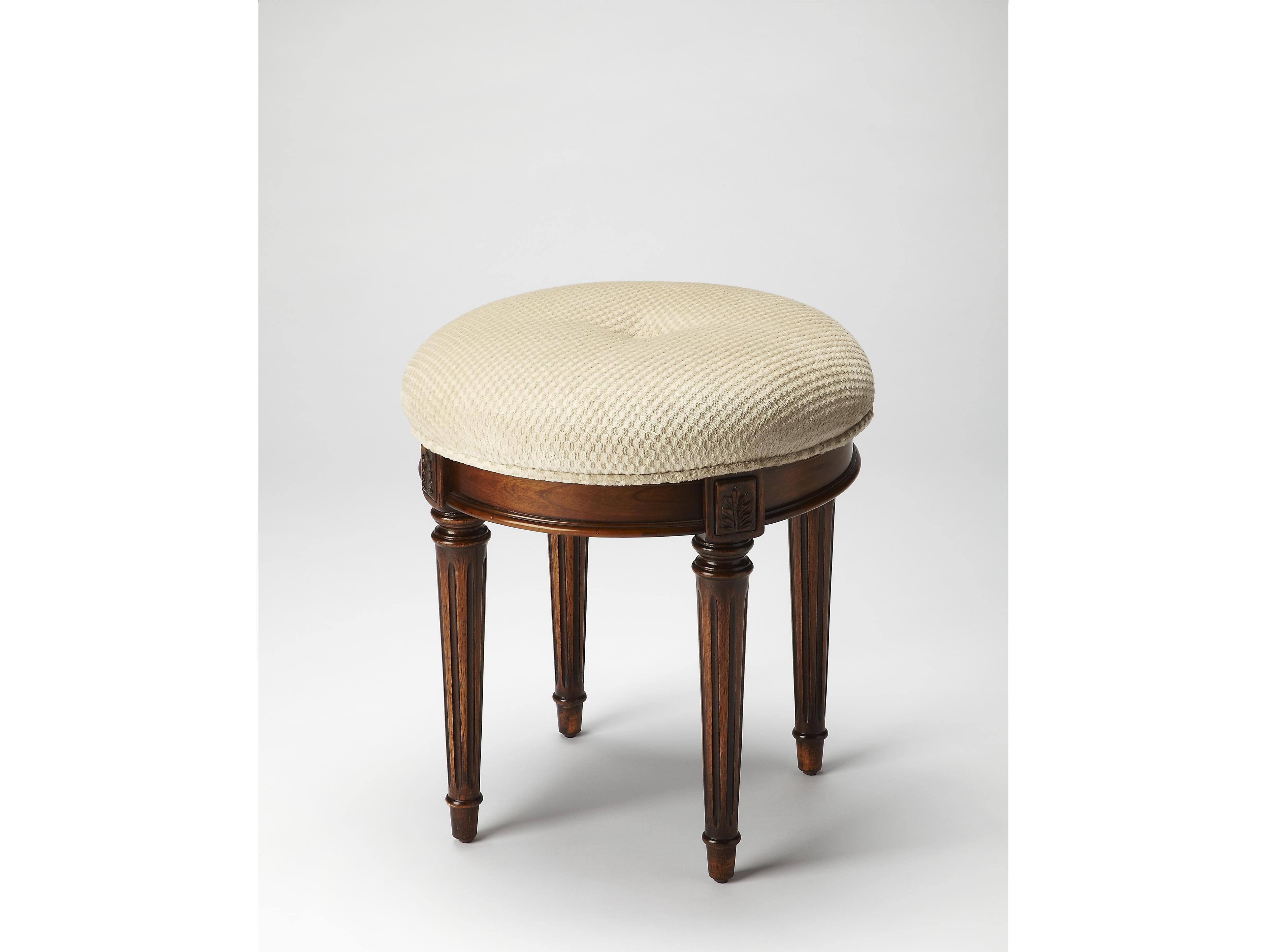 Butler Bernadette Olive Ash Brown Upholstered Vanity Stool
