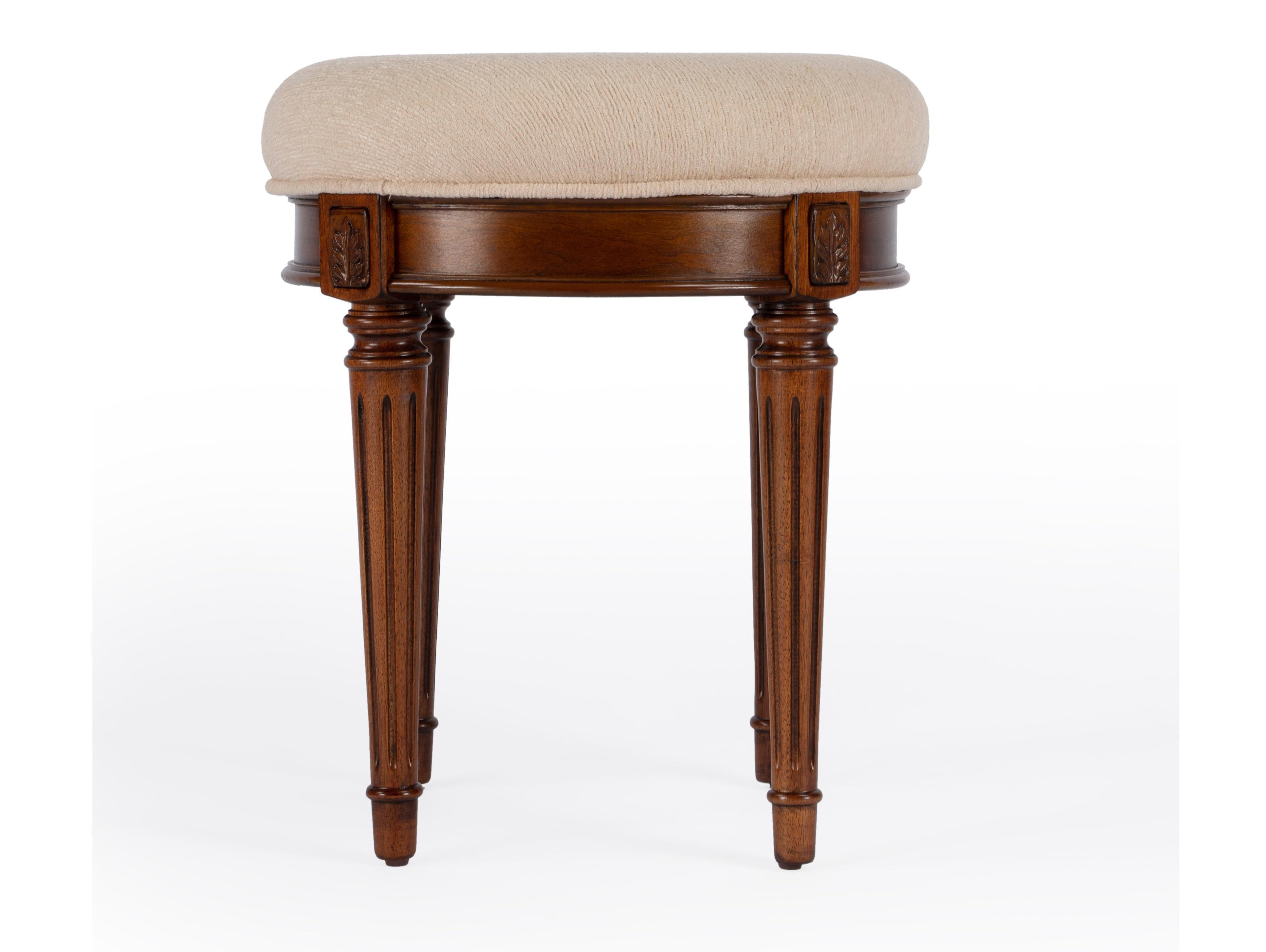 Butler Bernadette Olive Ash Brown Upholstered Vanity Stool