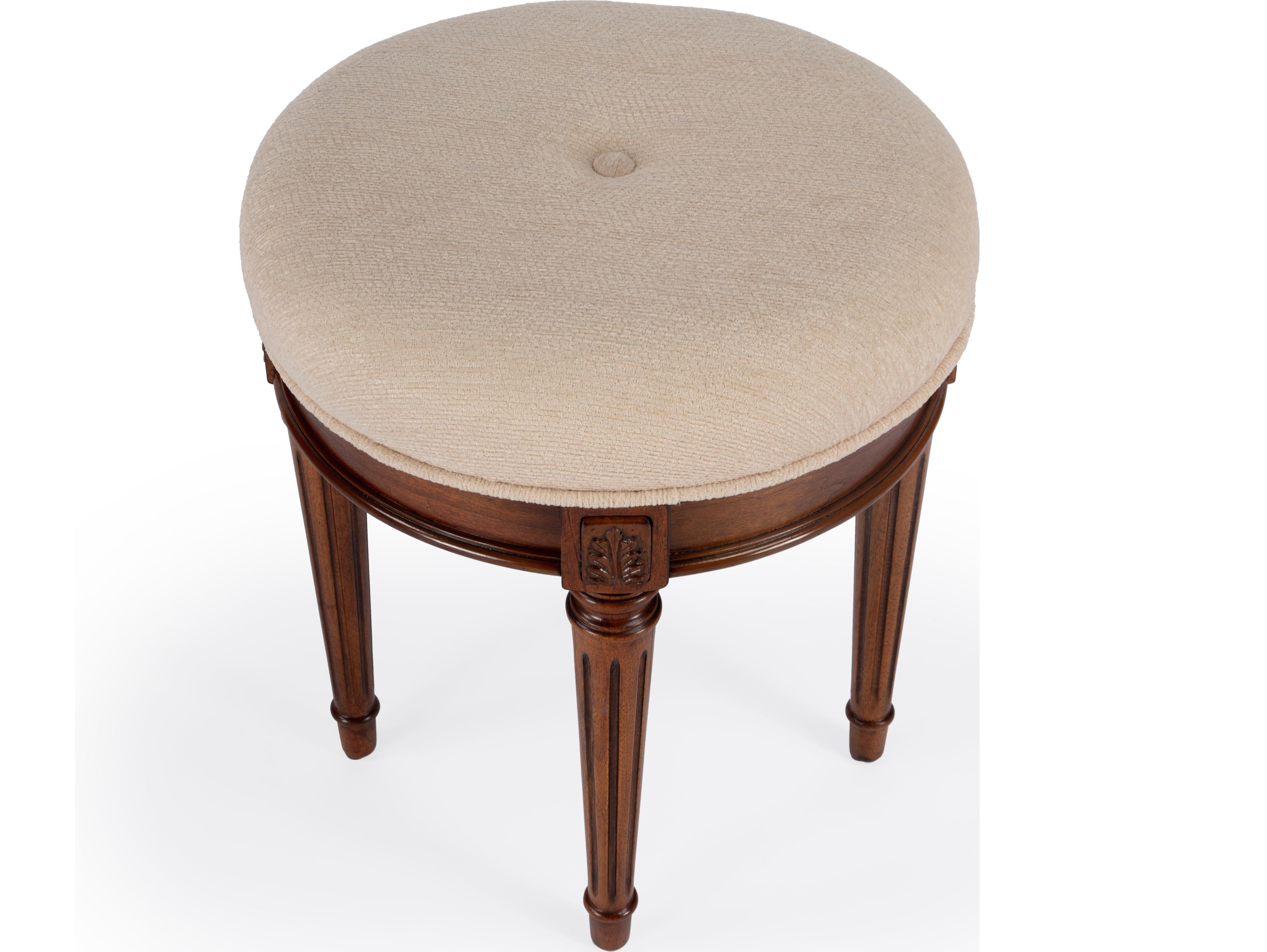 Butler Bernadette Olive Ash Brown Upholstered Vanity Stool