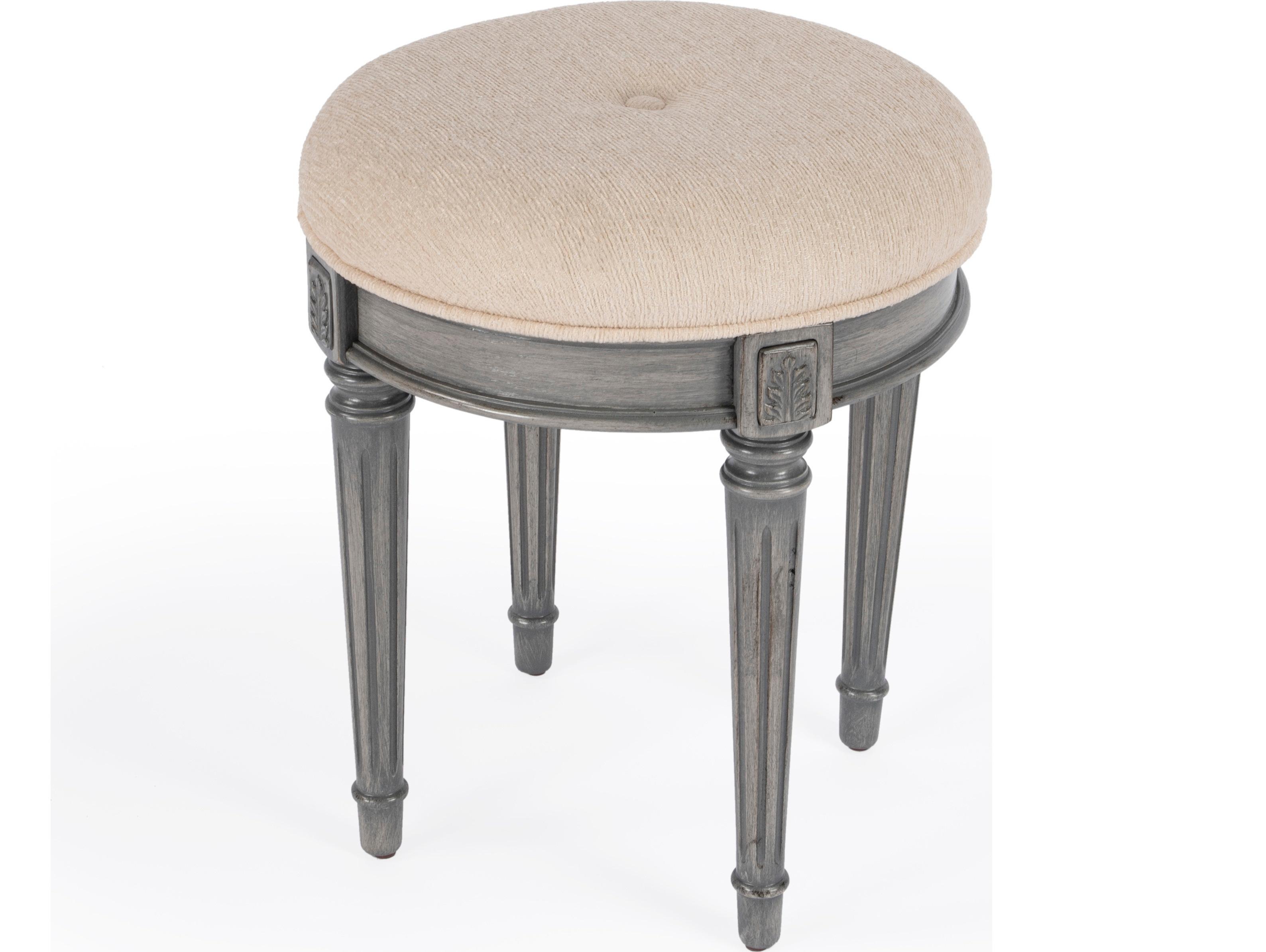 Butler Bernadette Powder Gray Upholstered Vanity Stool