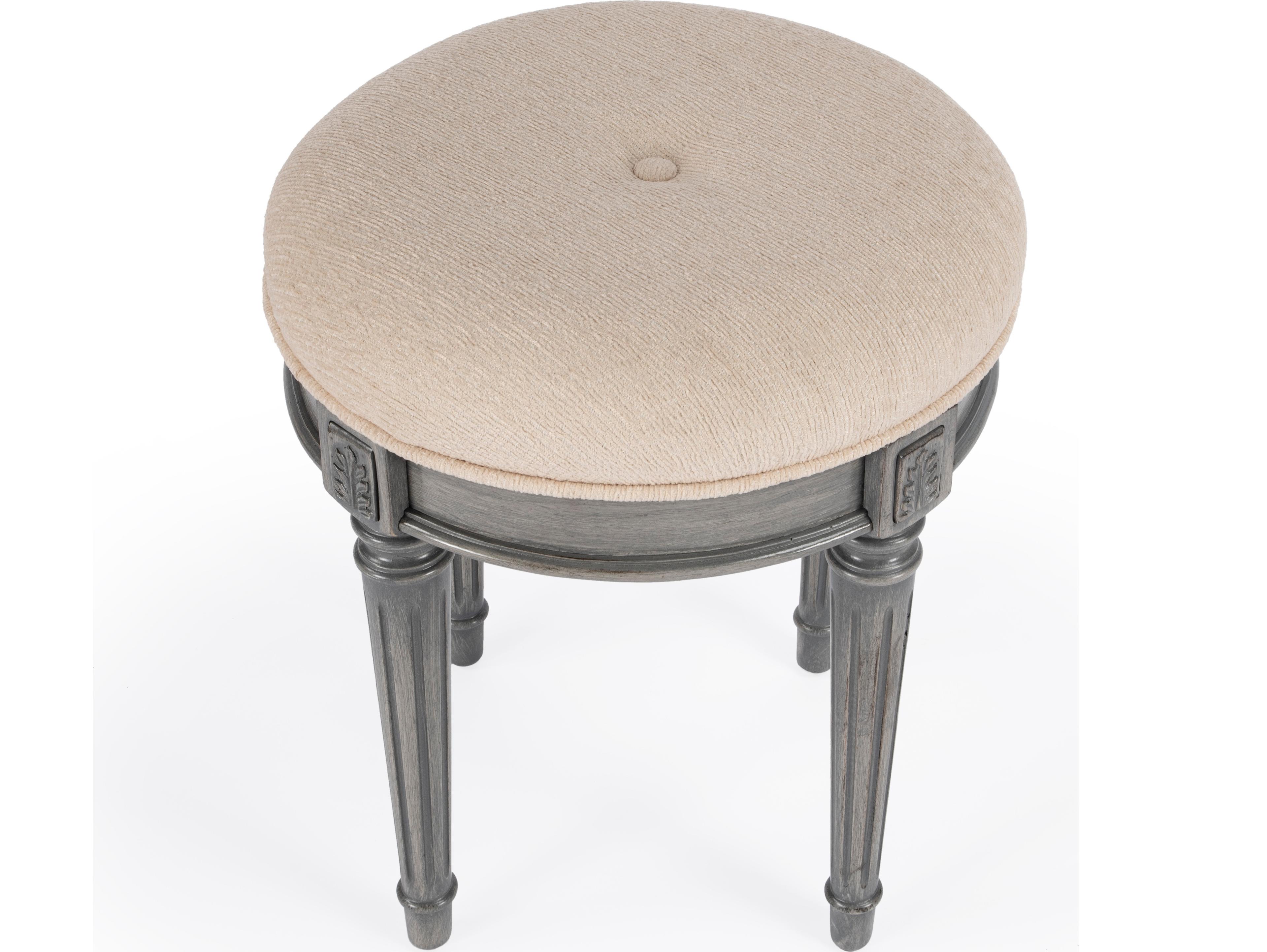 Butler Bernadette Powder Gray Upholstered Vanity Stool