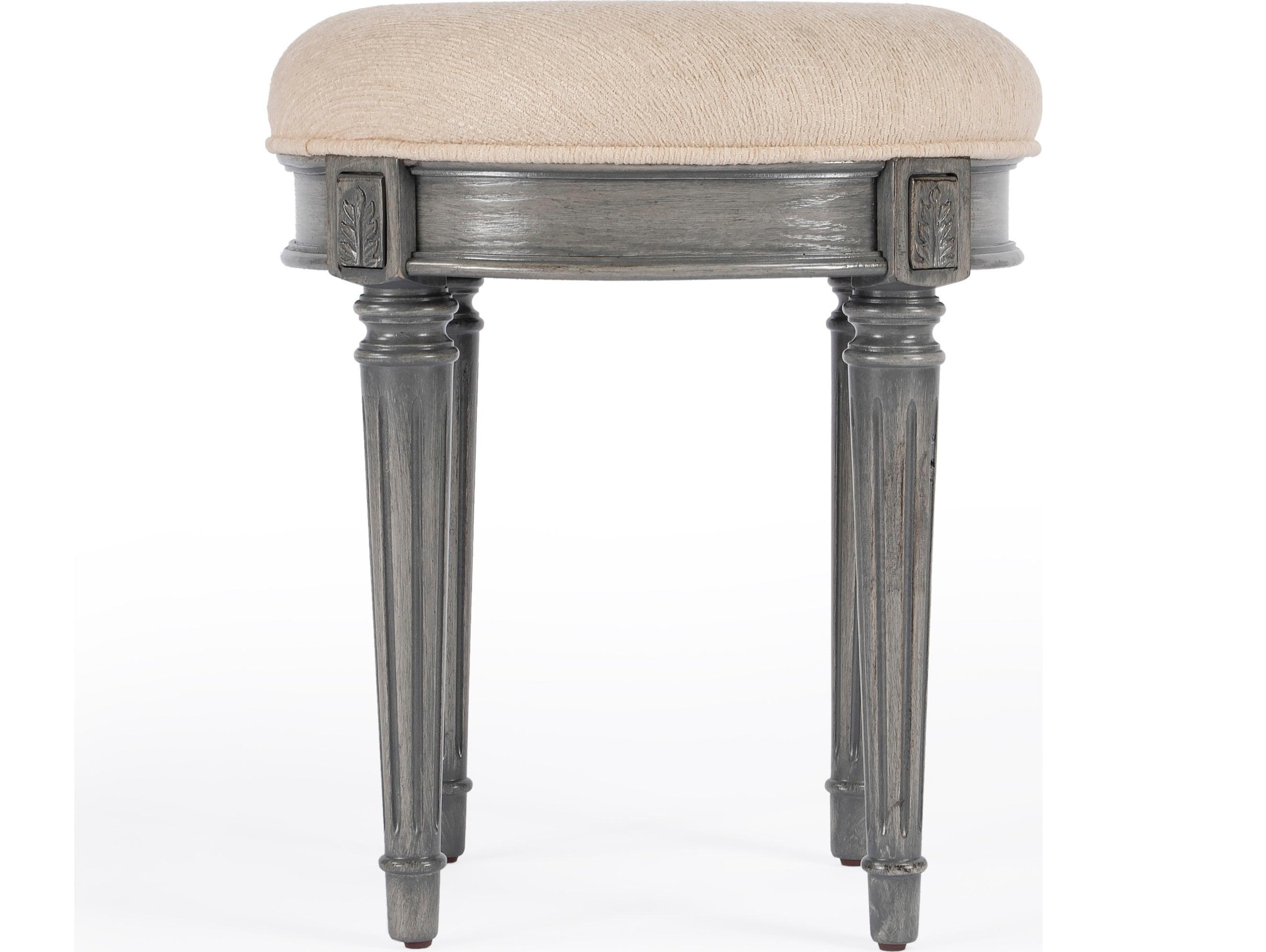 Butler Bernadette Powder Gray Upholstered Vanity Stool