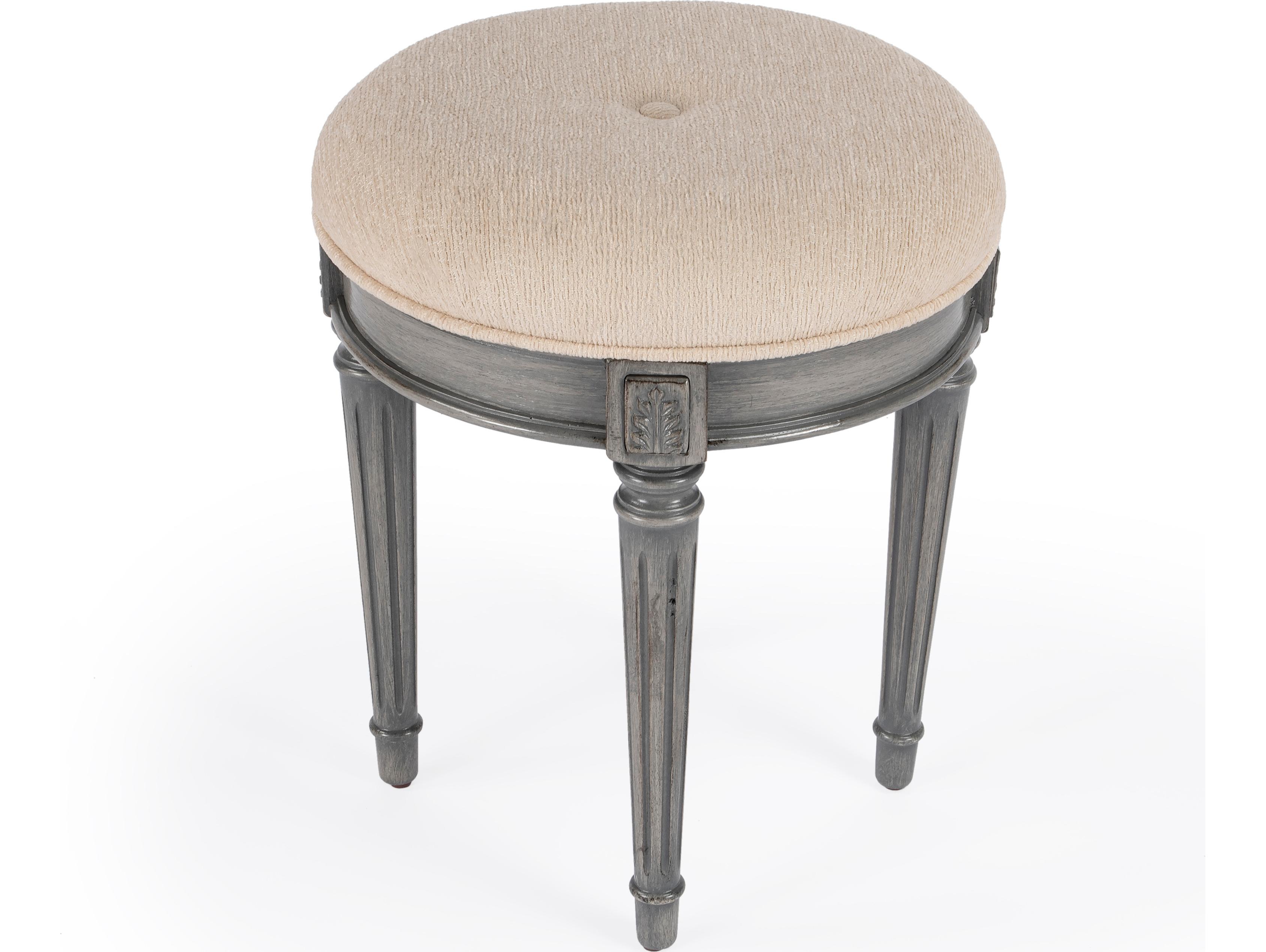 Butler Bernadette Powder Gray Upholstered Vanity Stool