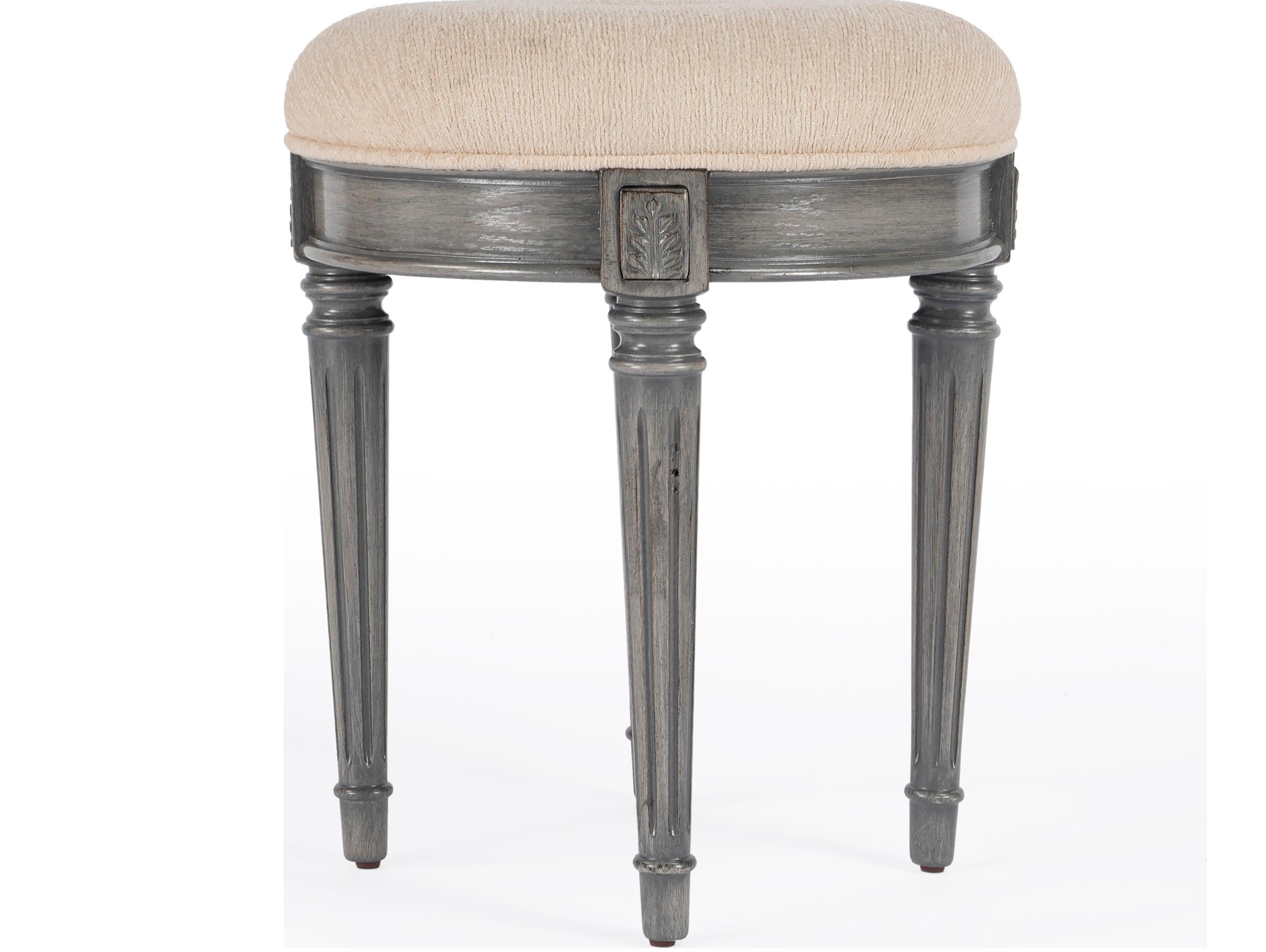 Butler Bernadette Powder Gray Upholstered Vanity Stool