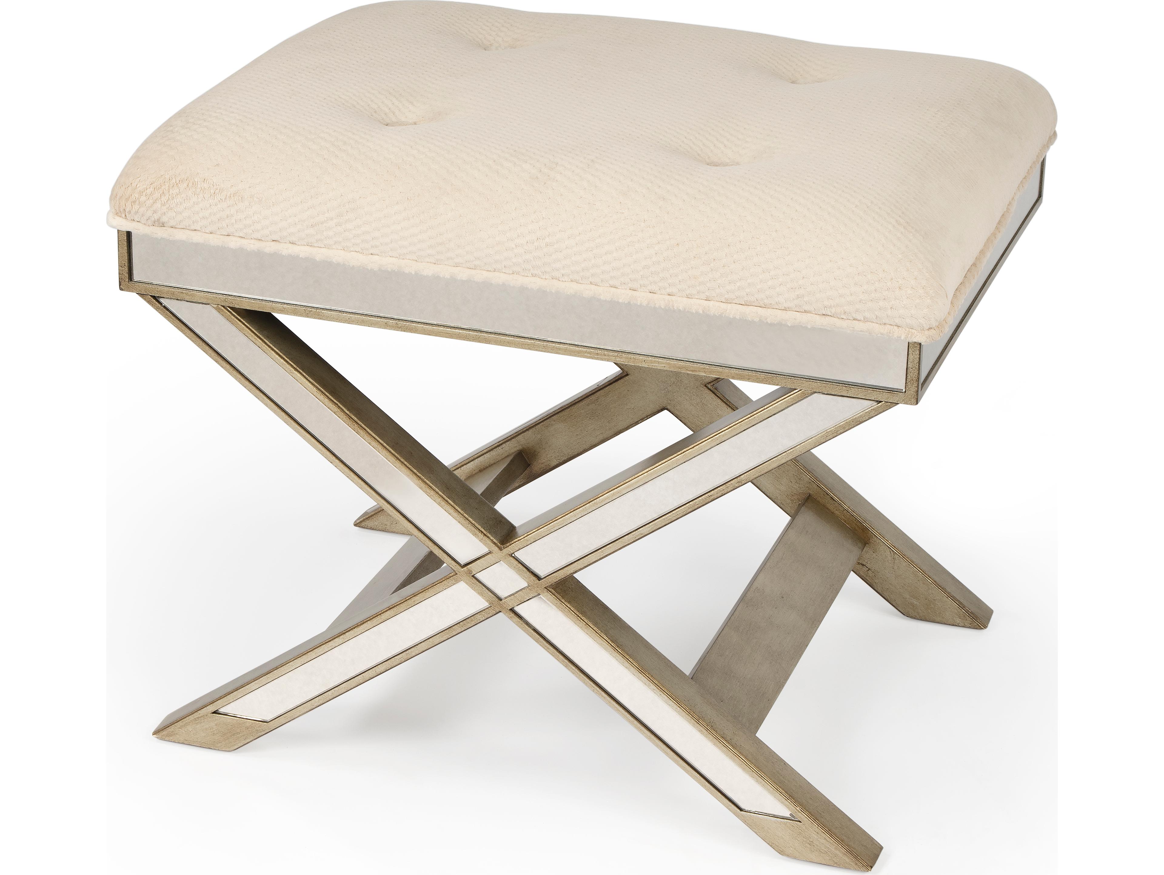 Butler Marlo Mirror Beige Upholstered Vanity Stool
