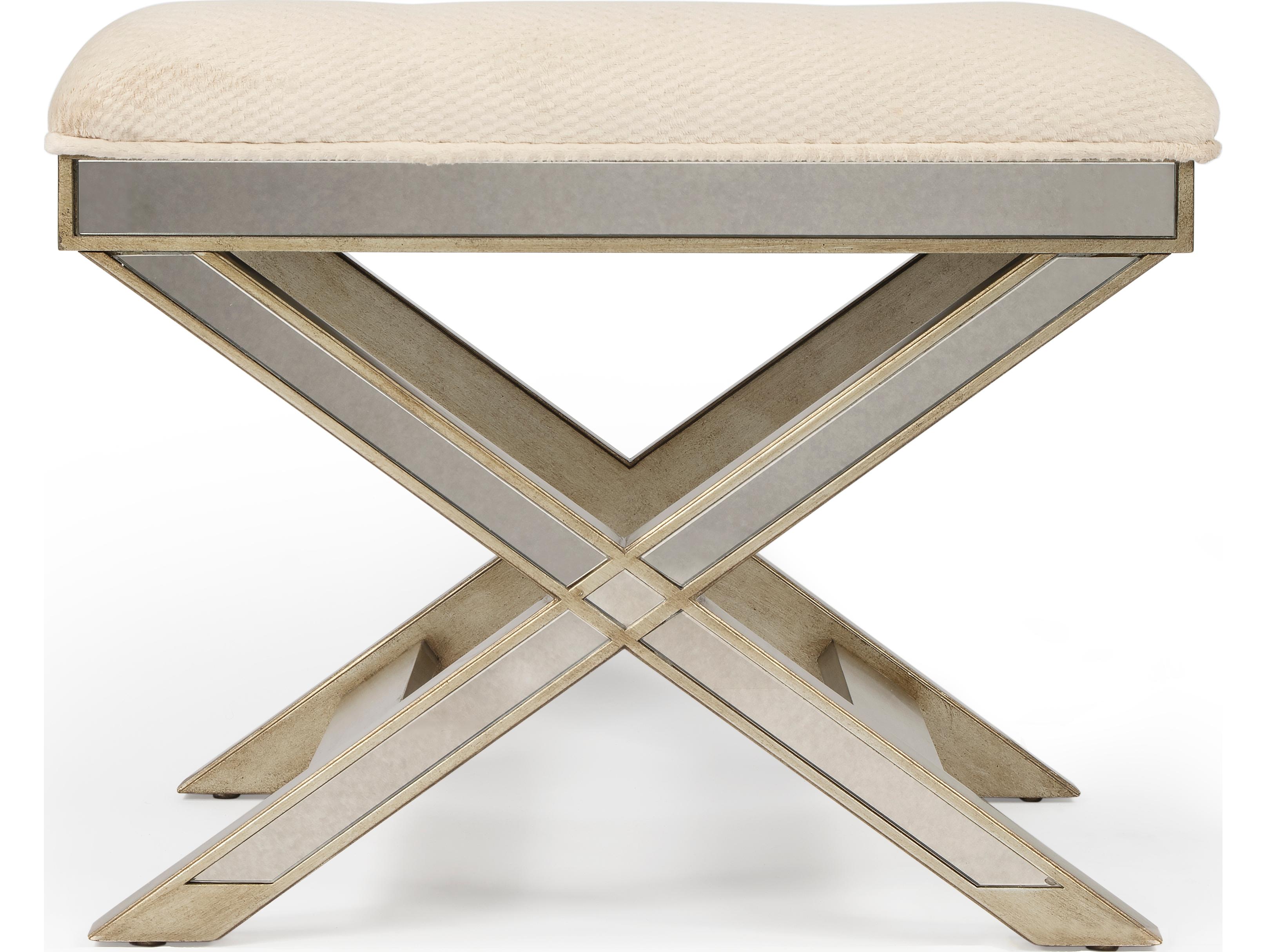 Butler Marlo Mirror Beige Upholstered Vanity Stool