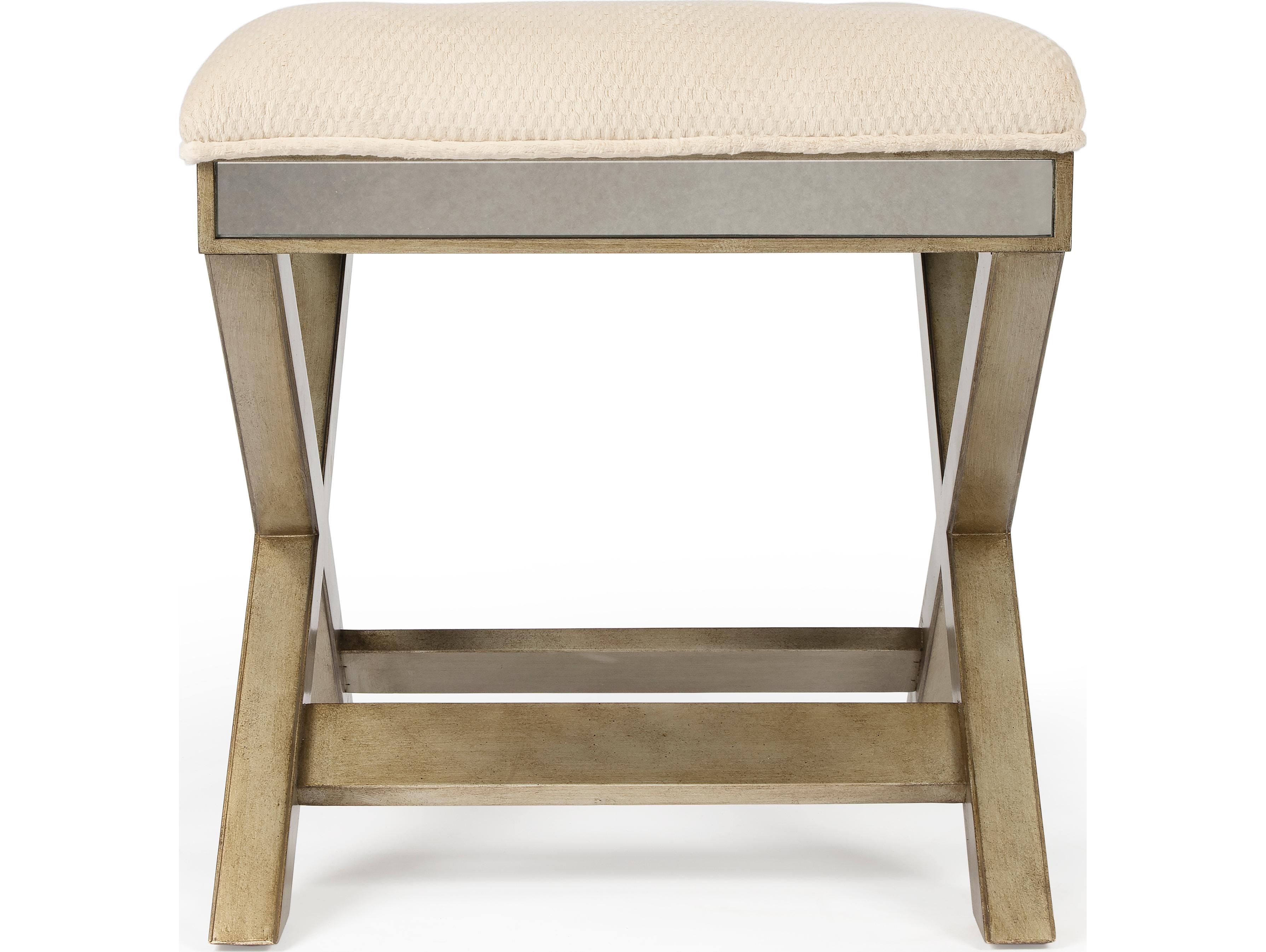 Butler Marlo Mirror Beige Upholstered Vanity Stool