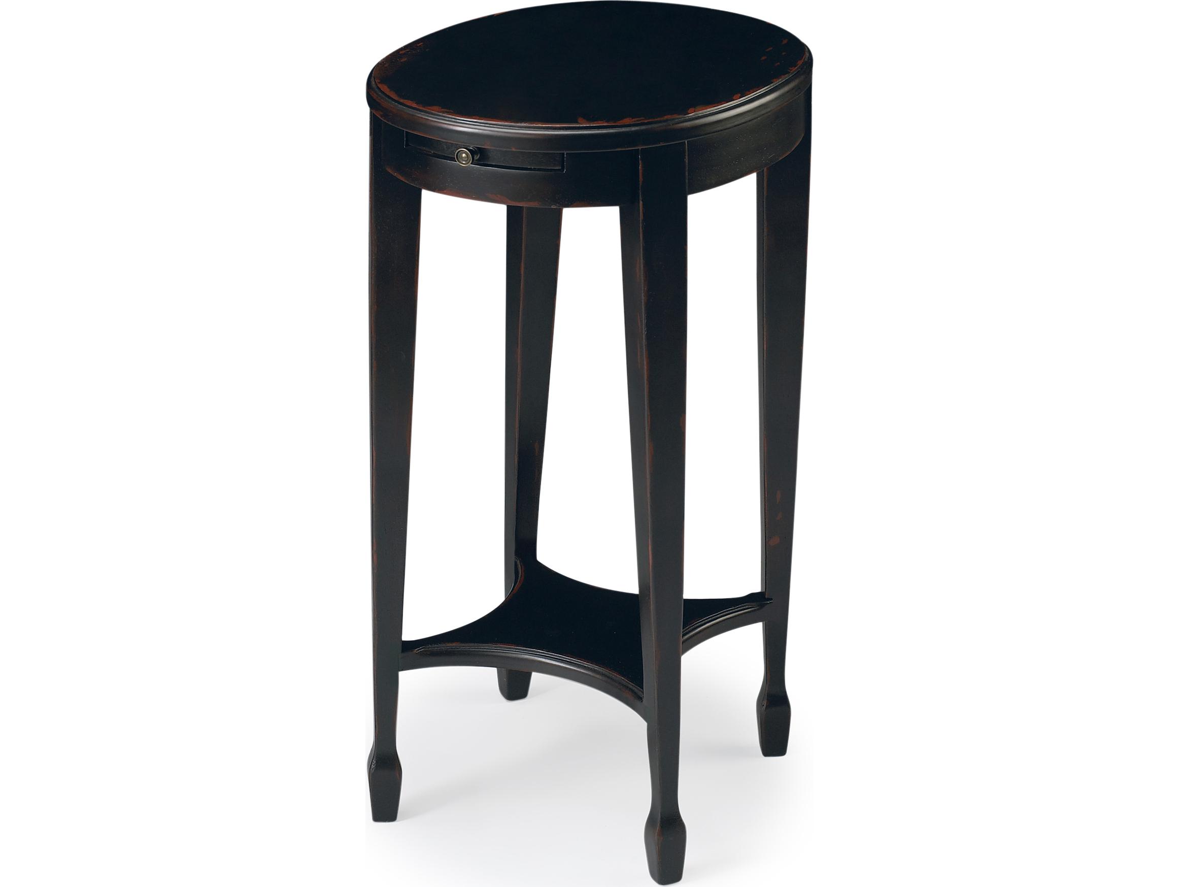 Butler Arielle Oval Wood Plum Black End Table