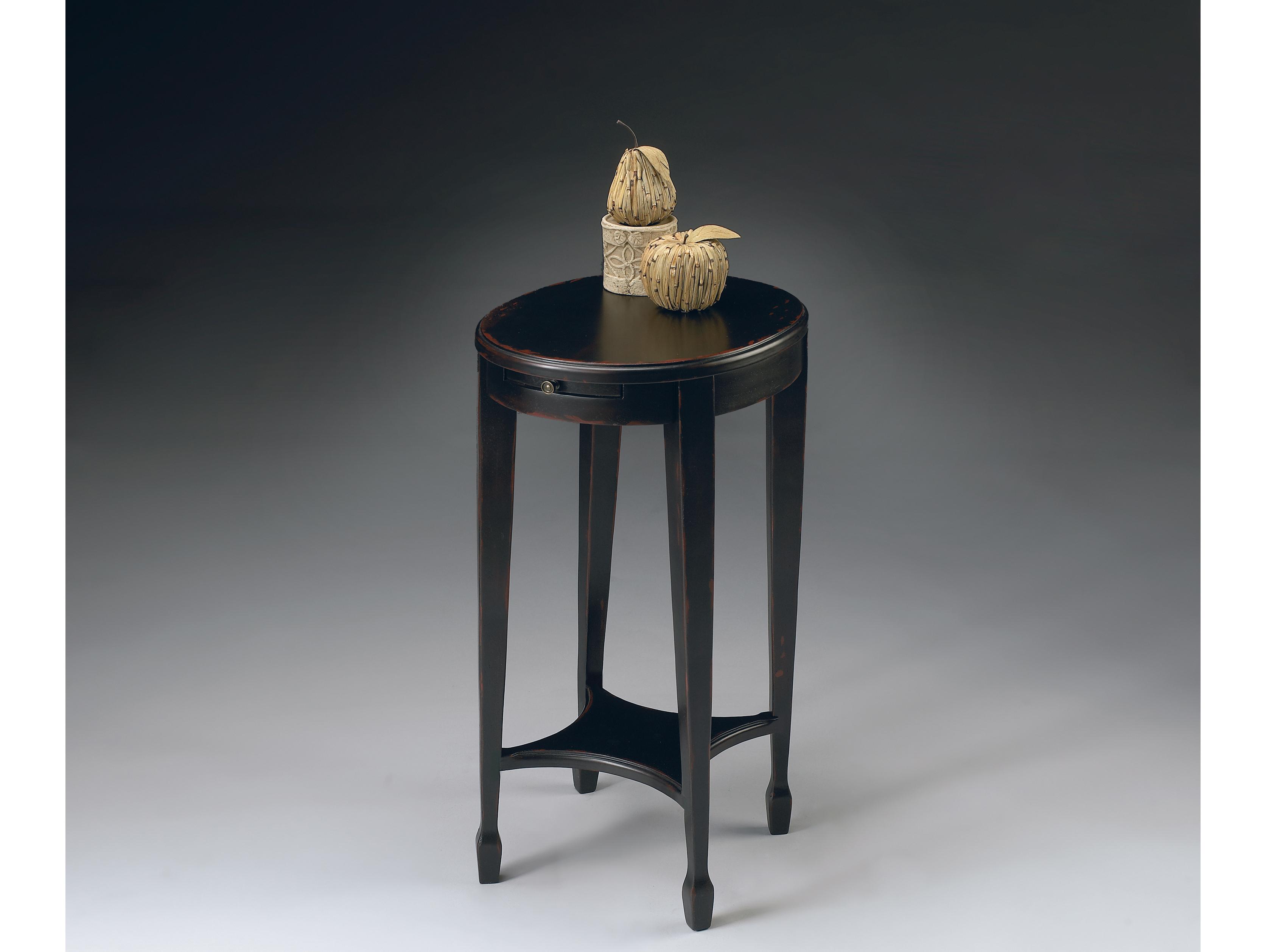 Butler Arielle Oval Wood Plum Black End Table