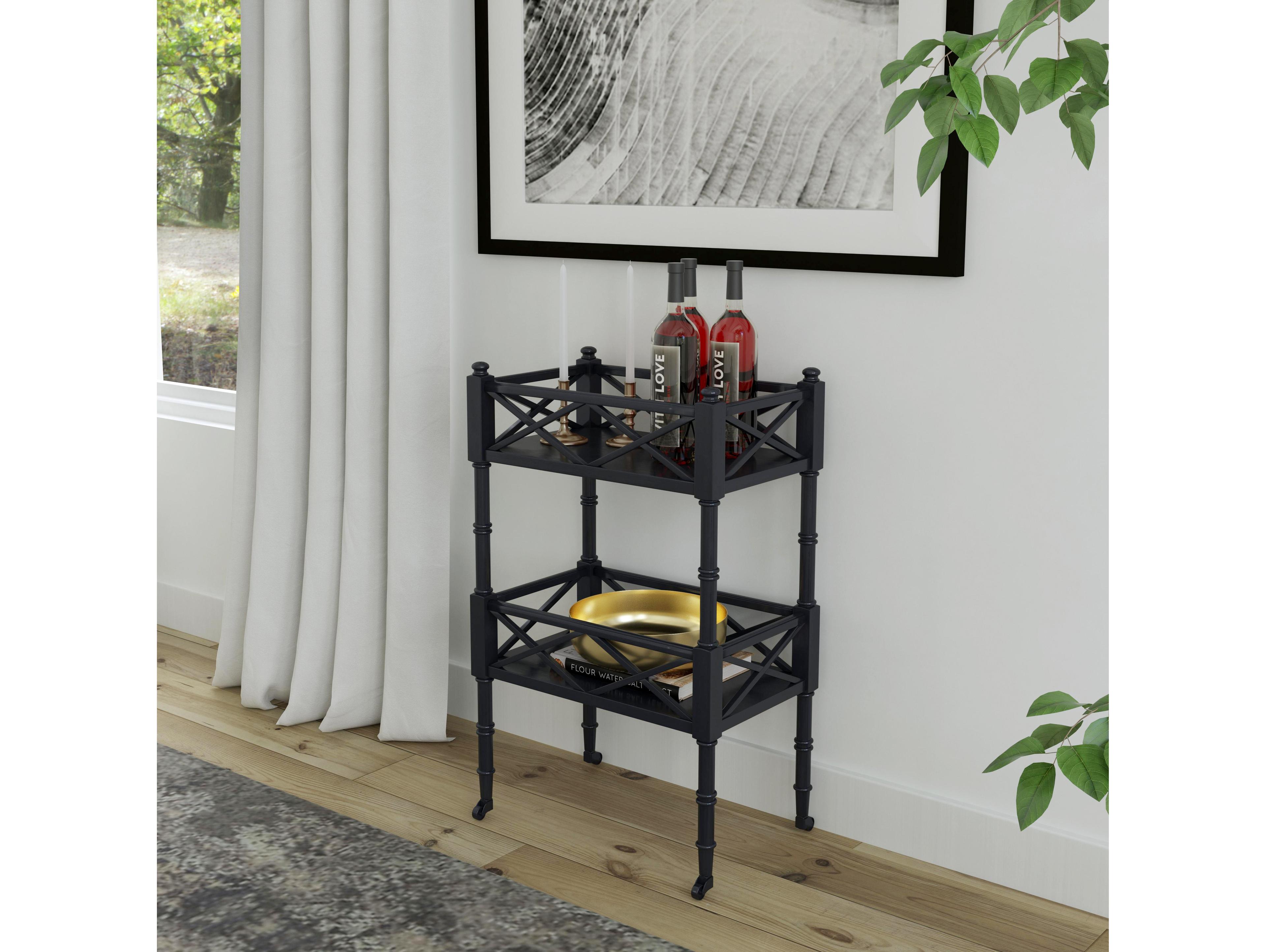 Butler Foster Wood Black Licorice Bar Cart