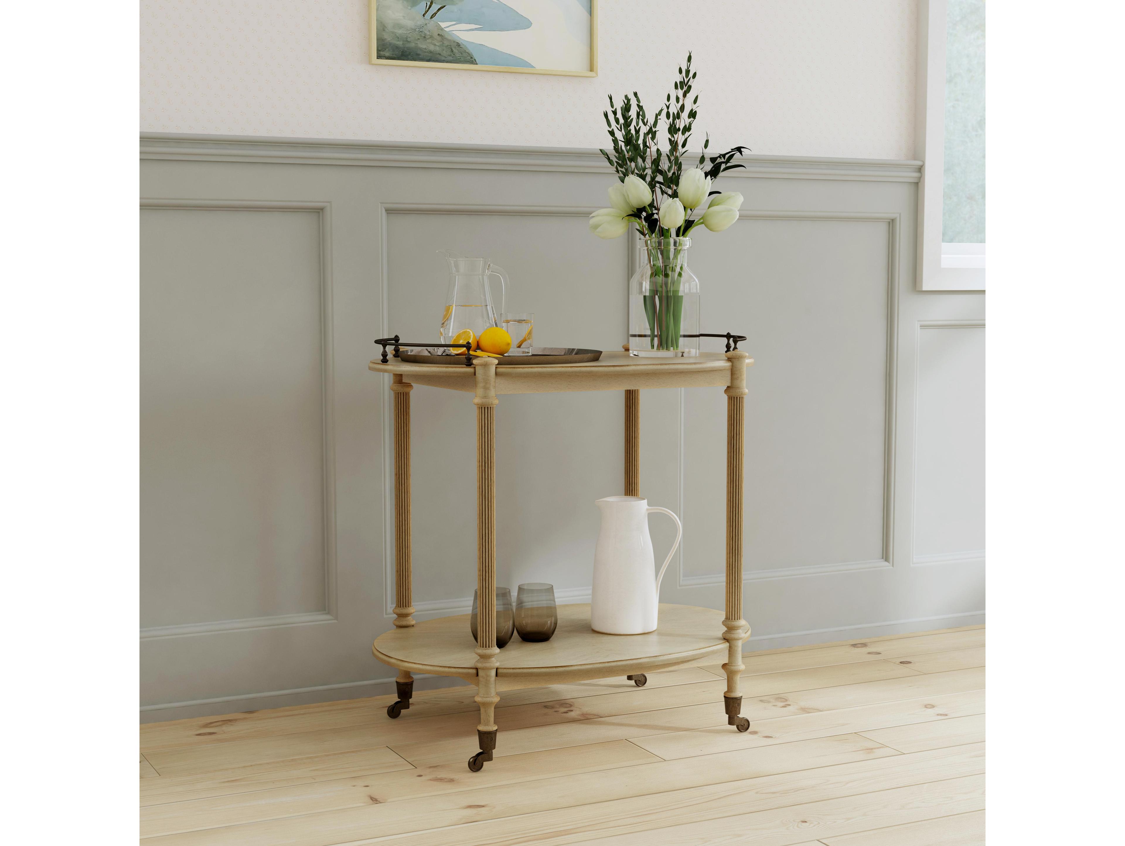 Butler Kathleen Wood Antique Beige Bar Cart