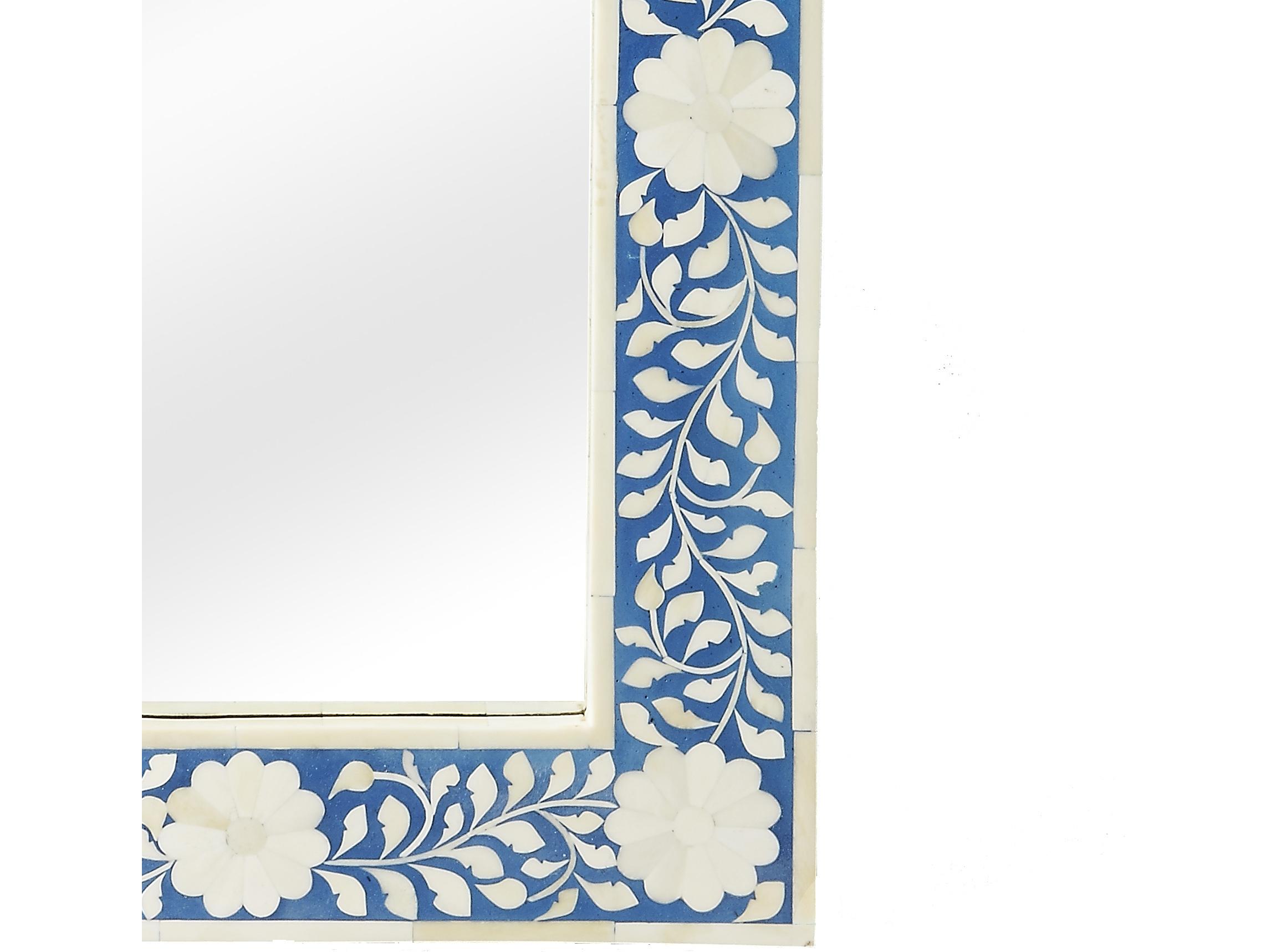 Butler Vivienne Blue And White Bone Rectangular Wall Mirror