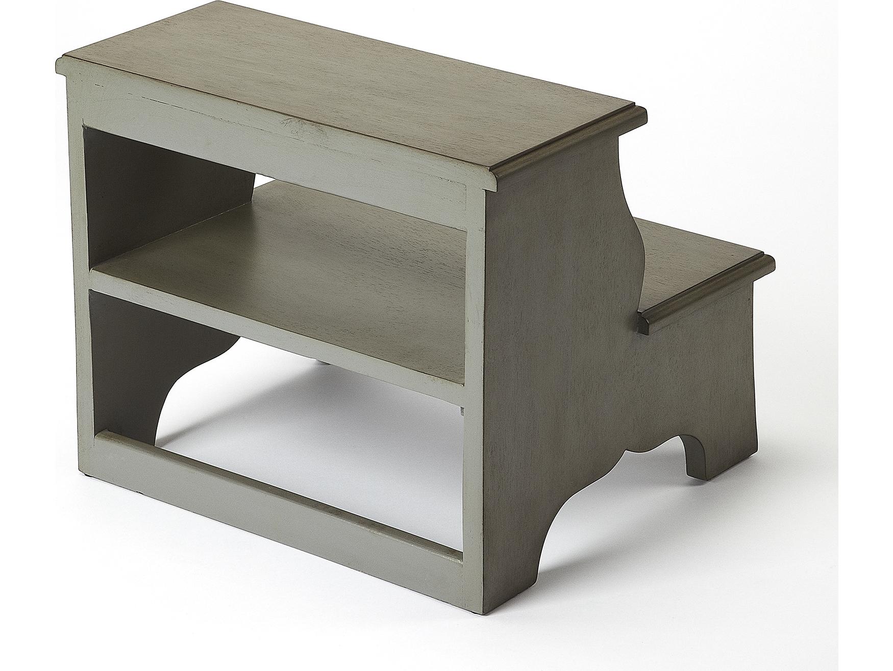 Butler Melrose Silver Satin Gray Accent Stool