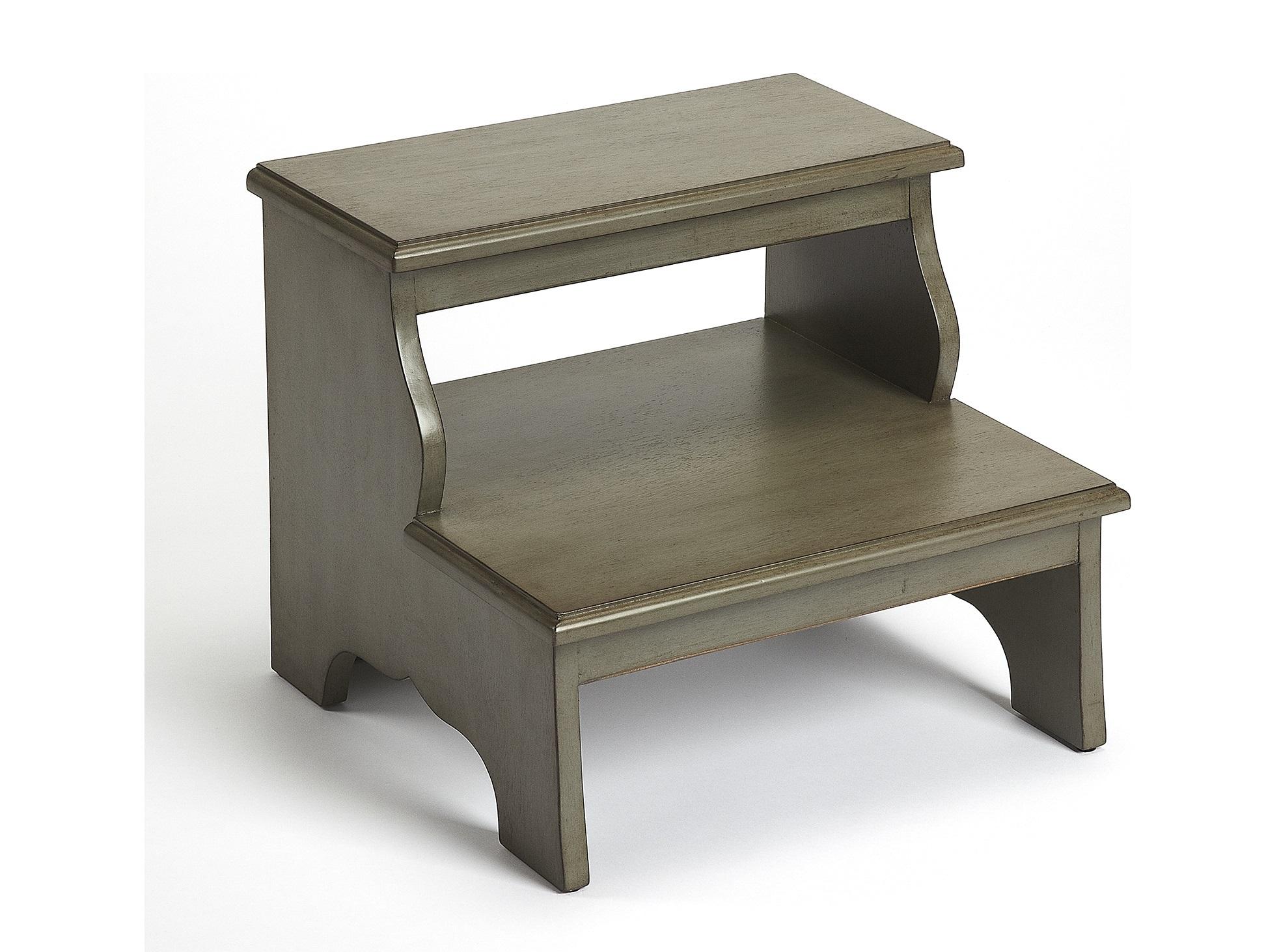 Butler Melrose Silver Satin Gray Accent Stool