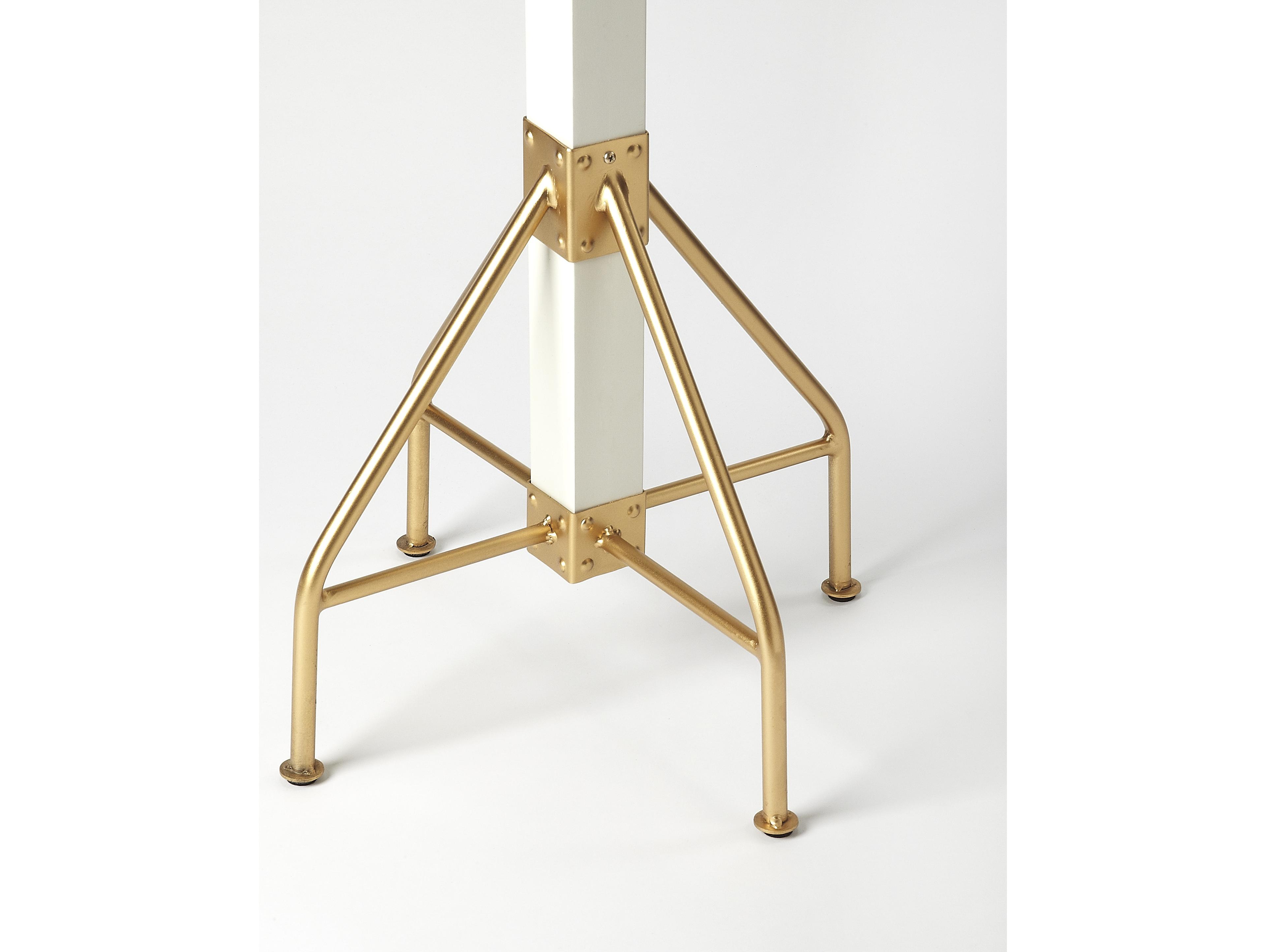 Butler Logan Square Whie And Gold Coat Rack with Umbrella Holder